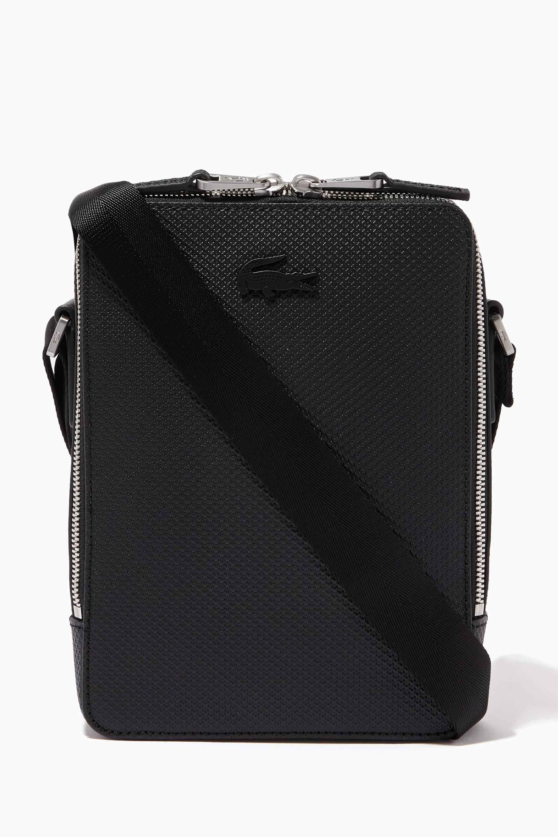 Buy Lacoste Black Chantaco Vertical Camera Bag in Matte Pique Leather For Men Online Ounass Bahrain