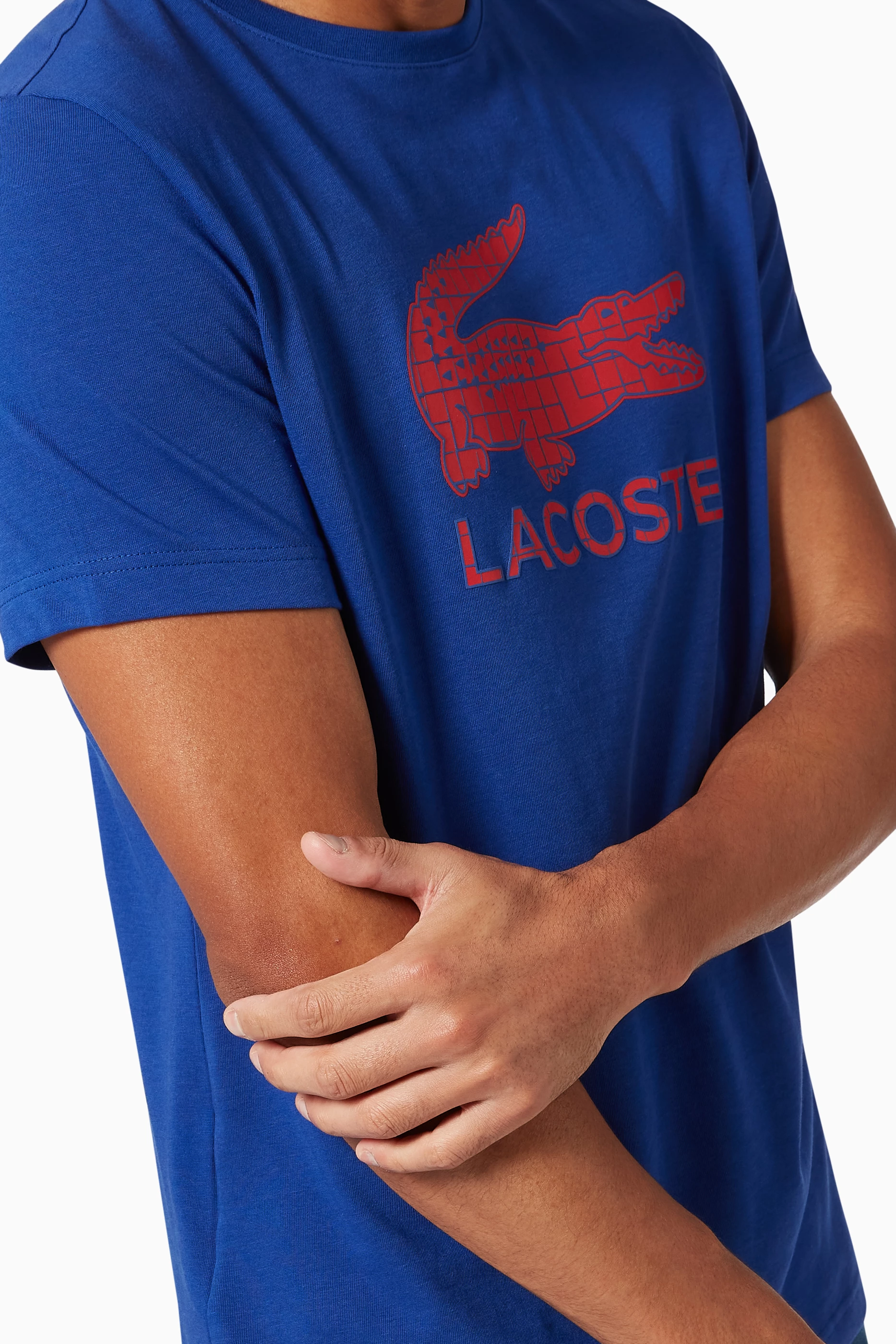 Buy Lacoste Blue Sport Logo Crocodile Technical Cotton T Shirt For Men Online Ounass Bahrain
