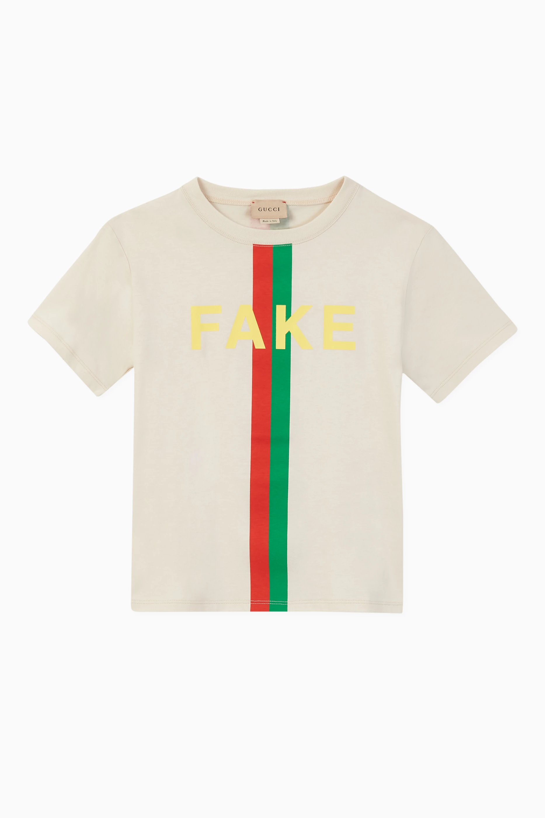 Buy Gucci White Fake Not Print T shirt For Boys Online Ounass Bahrain