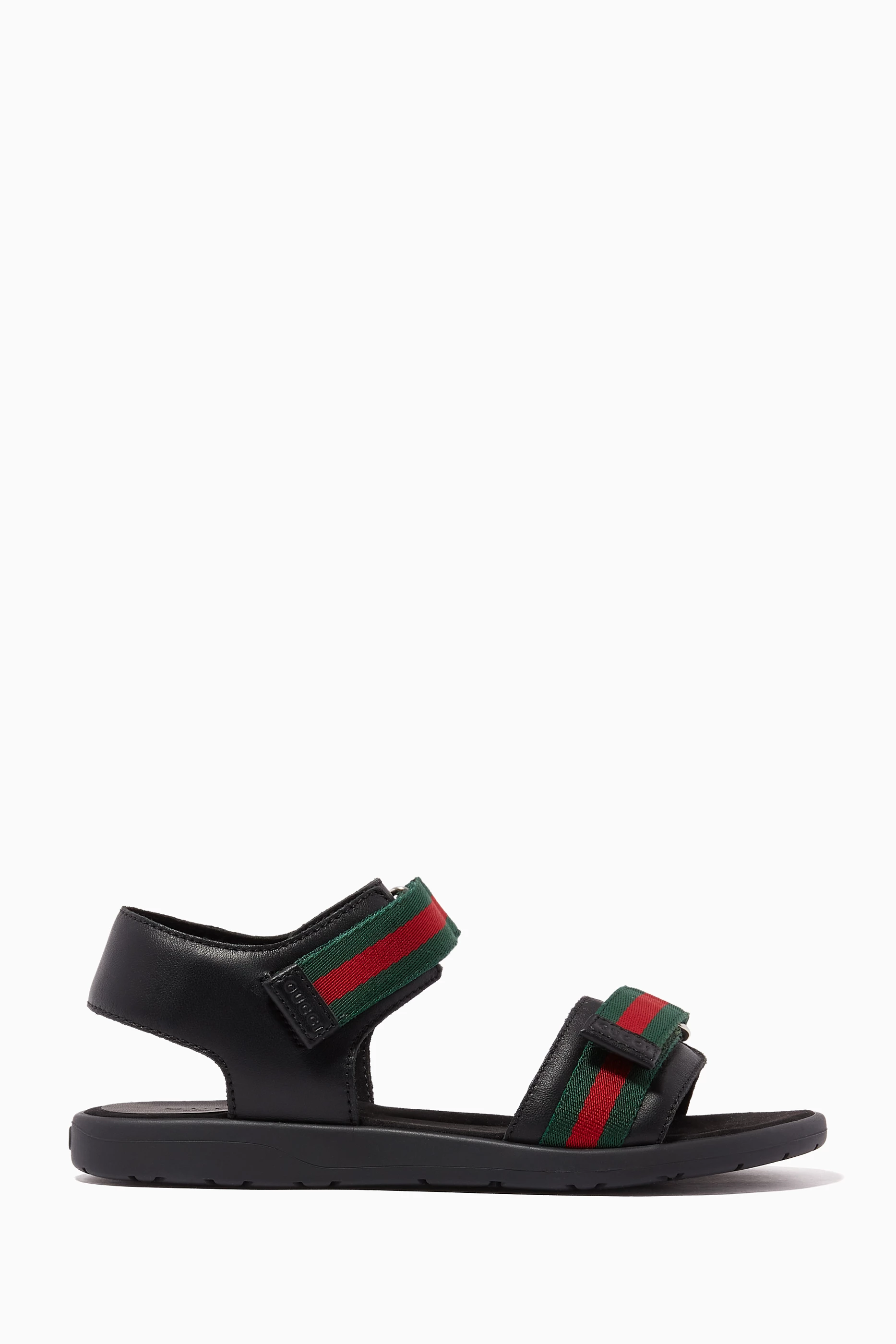 Buy Gucci Black Web Sandals in Leather For Boys Online Ounass Bahrain