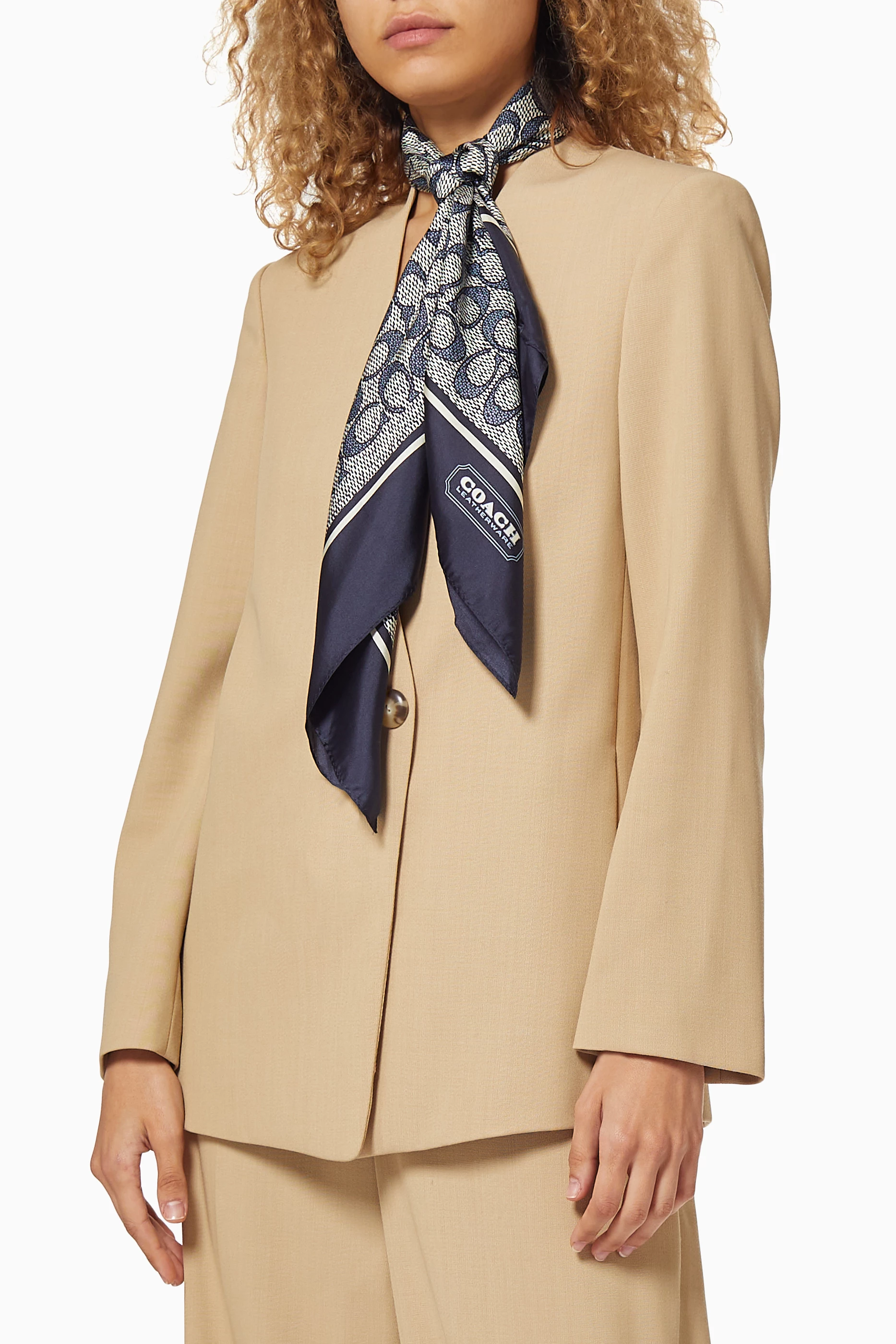 Buy Coach Blue Vintage Signature Print Square Scarf in Silk For