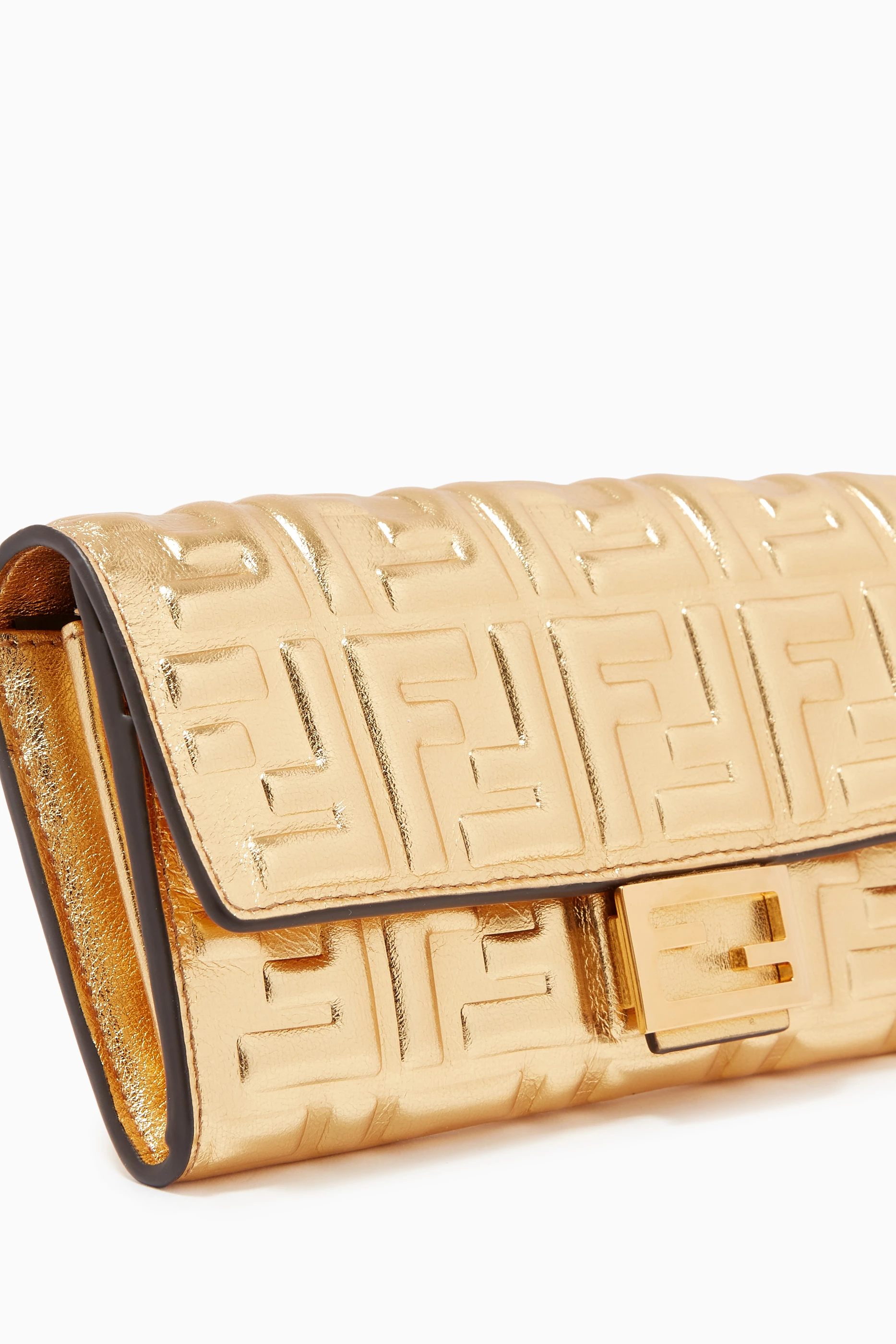 Buy Fendi Gold Baguette Continental Wallet on Chain in FF Embossed Leather For Women Online Ounass Bahrain