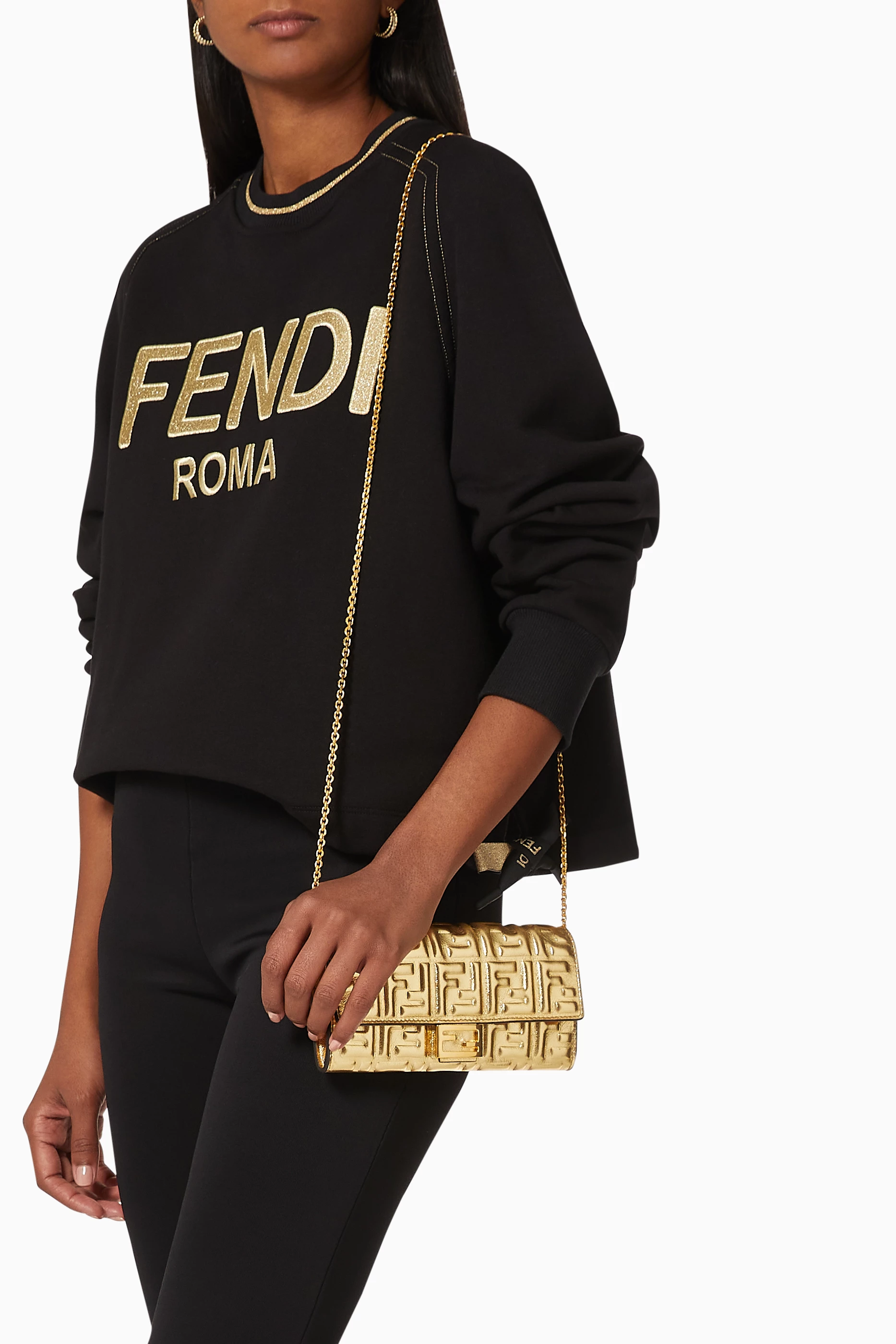Buy Fendi Gold Baguette Continental Wallet on Chain in FF Embossed Leather For Women Online Ounass Bahrain