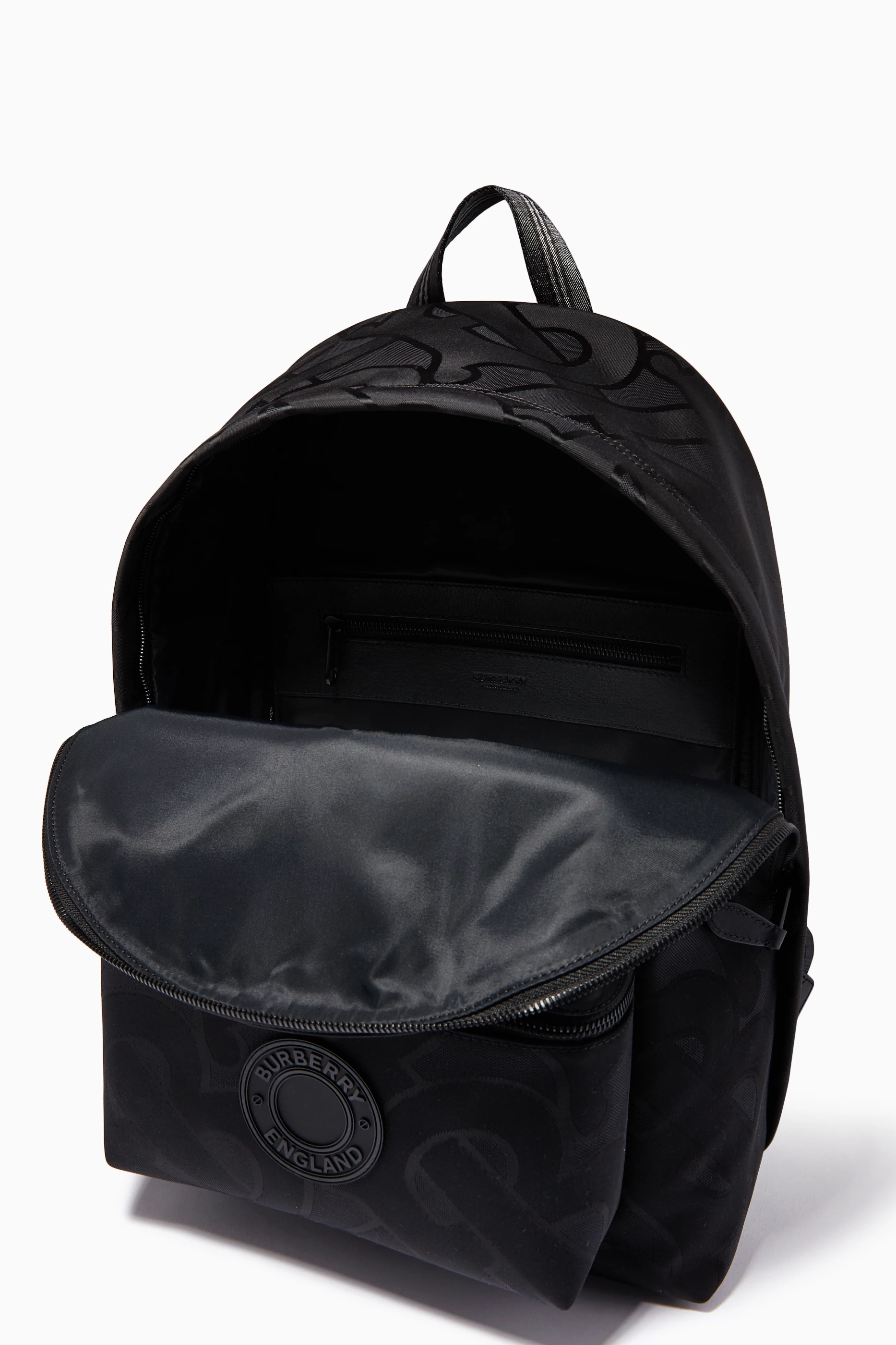 EUC Burberry Monogram Nylon Backpack! Burberry Logo Print Nylon Double Buckle Backpack Black in  main image 3