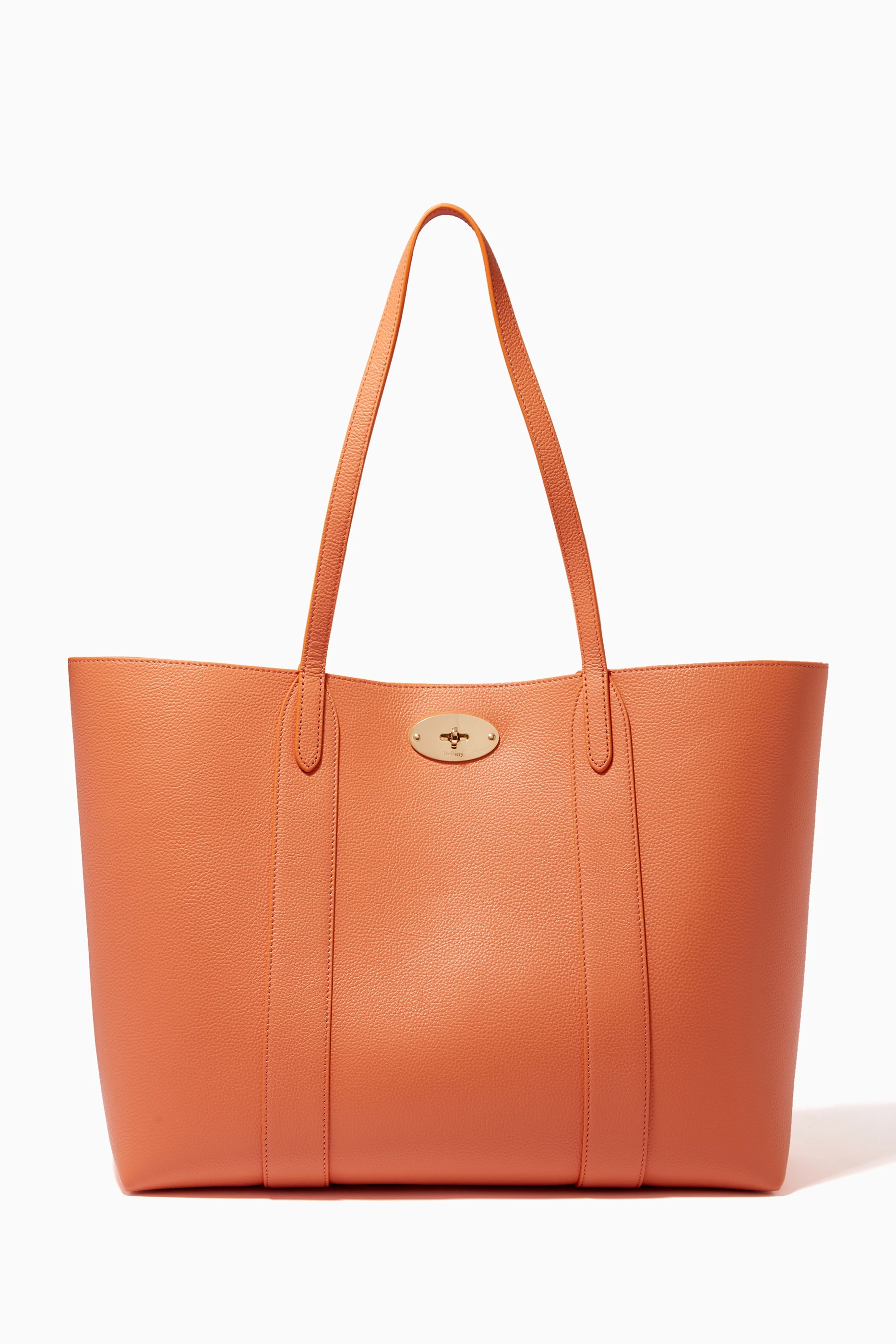 Buy Mulberry Orange Bayswater Tote Bag in Small Classic Grain Leather For Women Online Ounass Bahrain