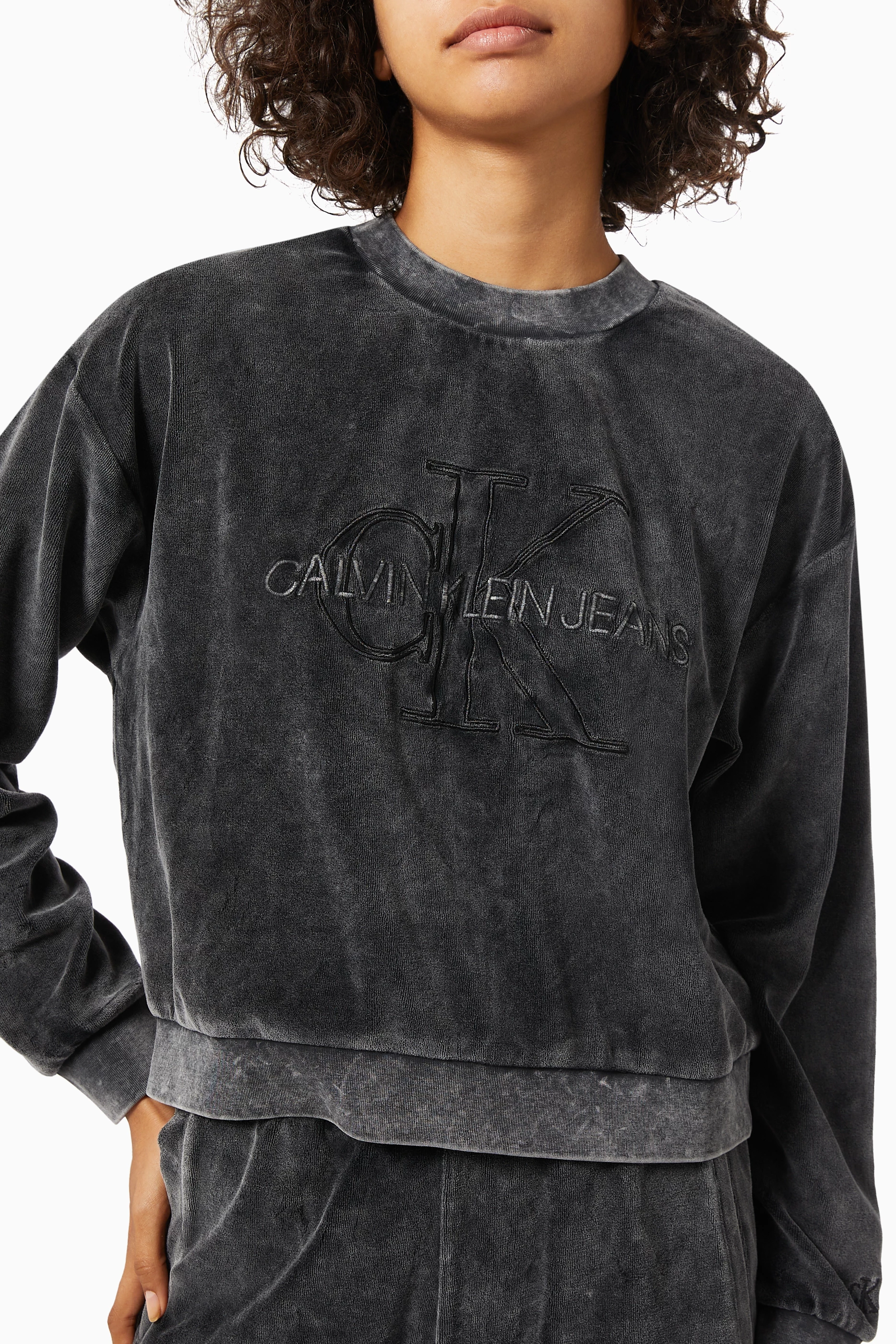 Calvin klein velvet sweatshirt top
