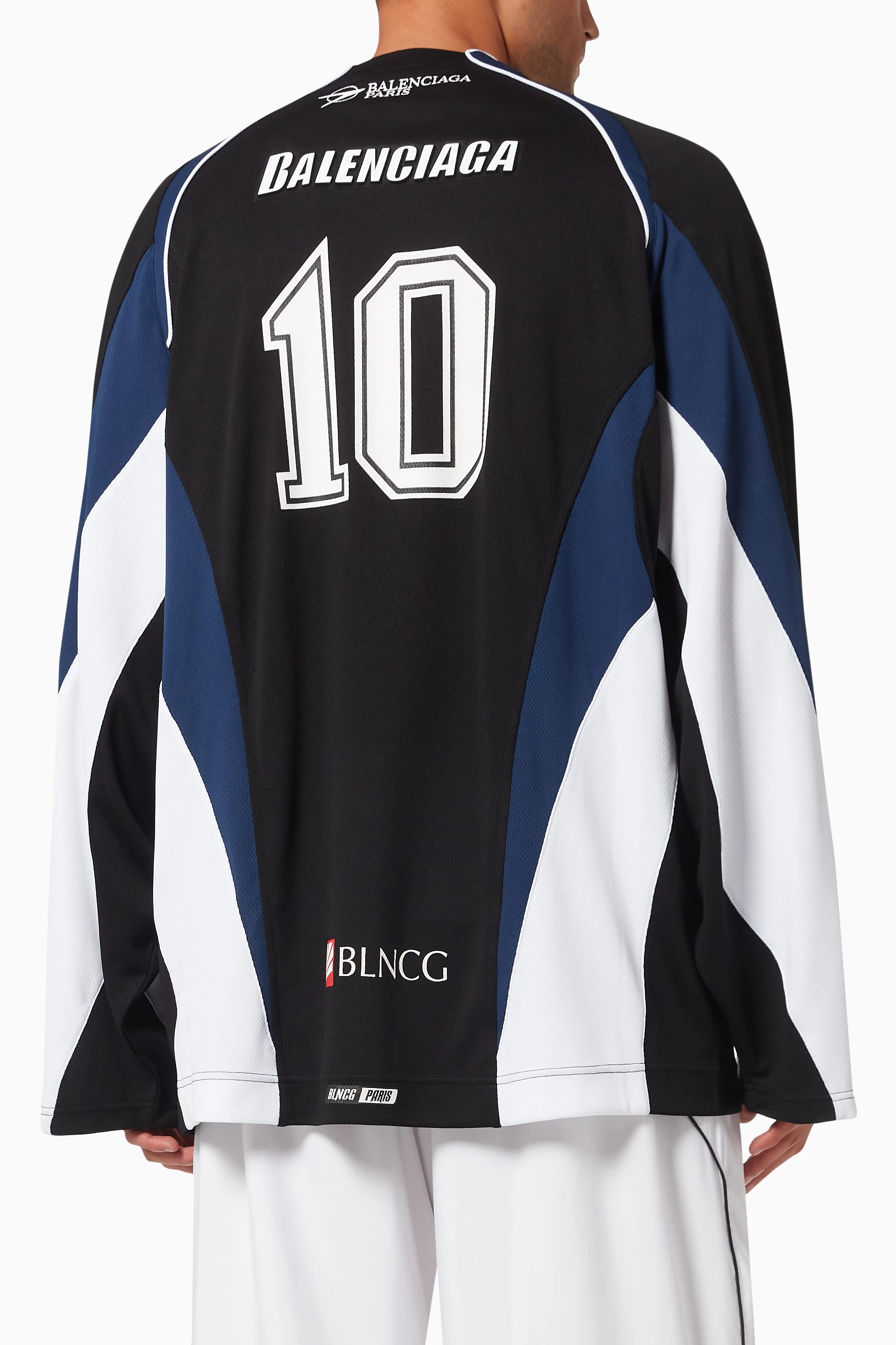 Buy Balenciaga Black Hockey T-shirt in Sporty Mesh Jersey For Men 