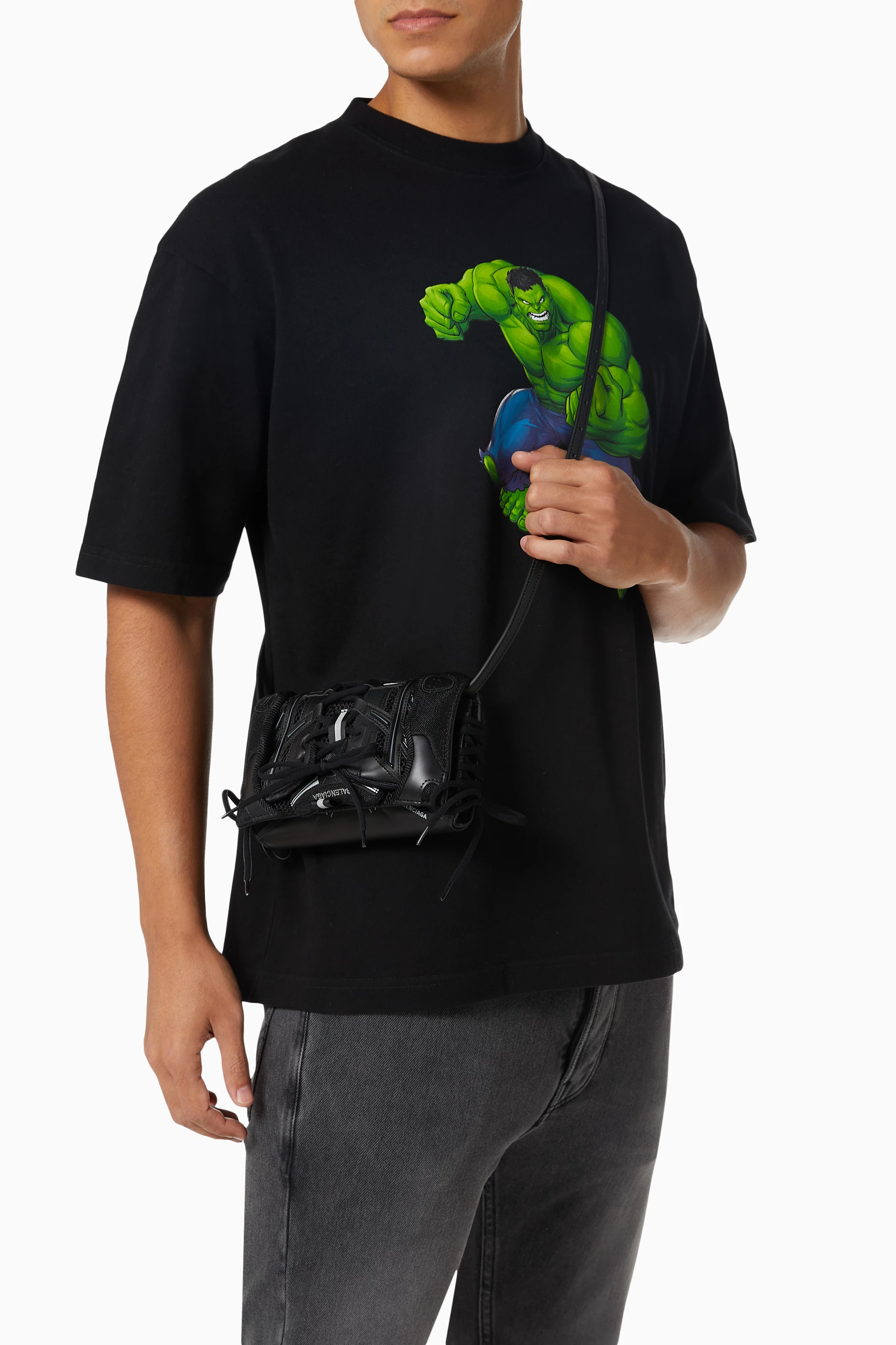 バッグ BALENCIAGA 21AW Sneakerhead Phone Holder Balenciaga SneakerHead Phone Holder Black in Mesh and Faux