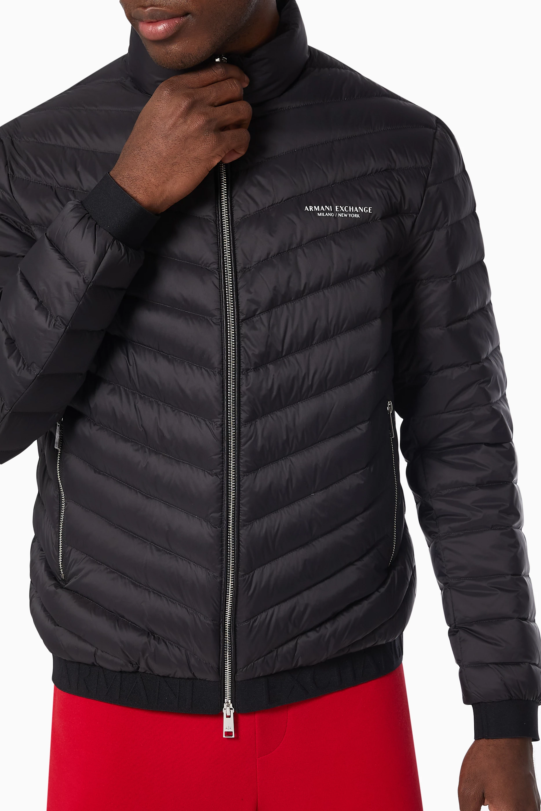 Buy Armani Exchange Black AX Logo Puffer Jacket in Quilted Nylon For Men Online Ounass Bahrain