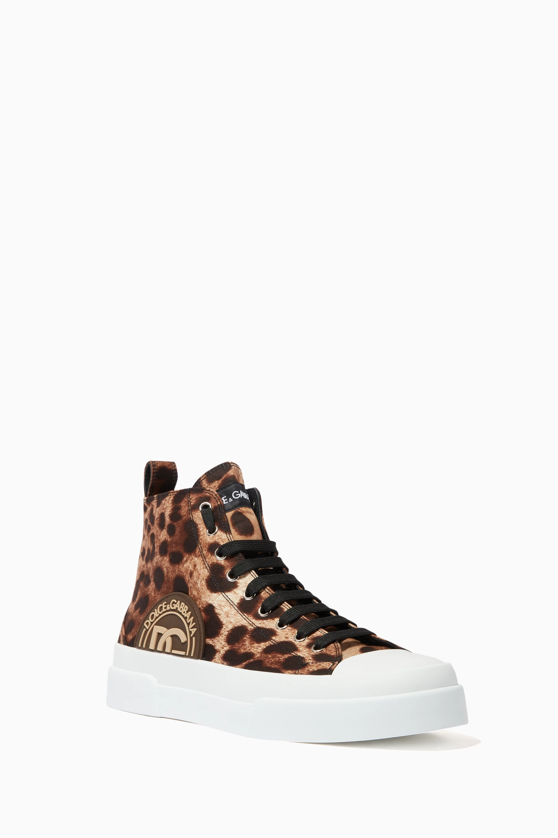 Buy Dolce Gabbana Brown Portofino Light Mid top Sneakers with Leopard Print For Men Online Ounass Bahrain