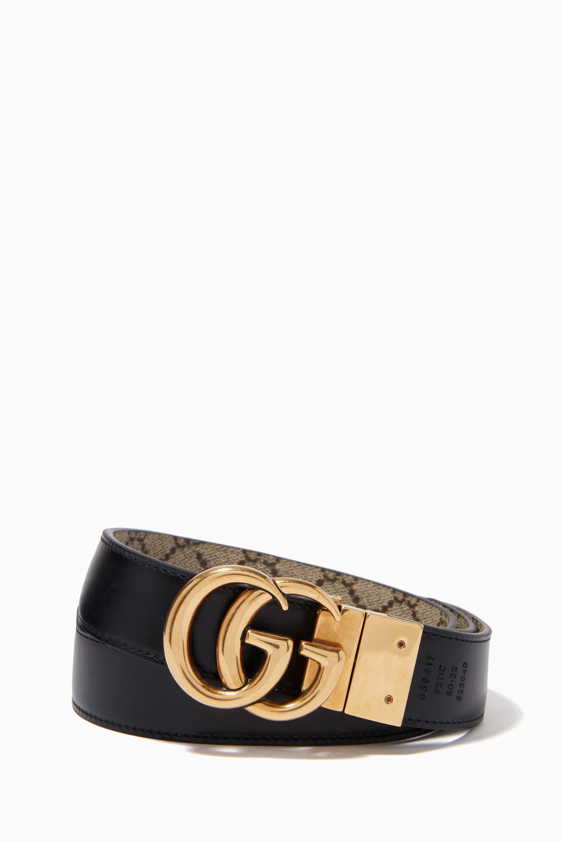Buy Gucci Black GG Marmont Reversible Belt in GG Supreme Canvas Leather For Women Online Ounass Bahrain