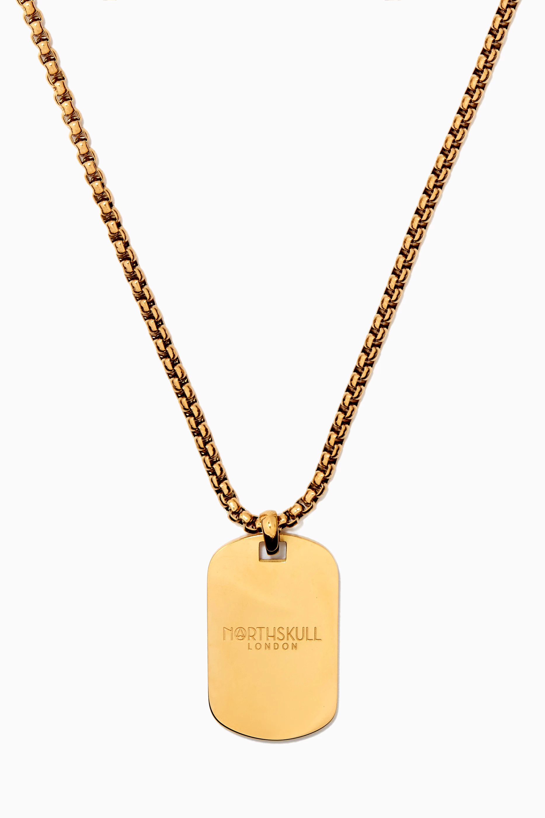 Buy Northskull Gold ID Tag Necklace in 18kt Gold plated Steel For Men Online Ounass Bahrain