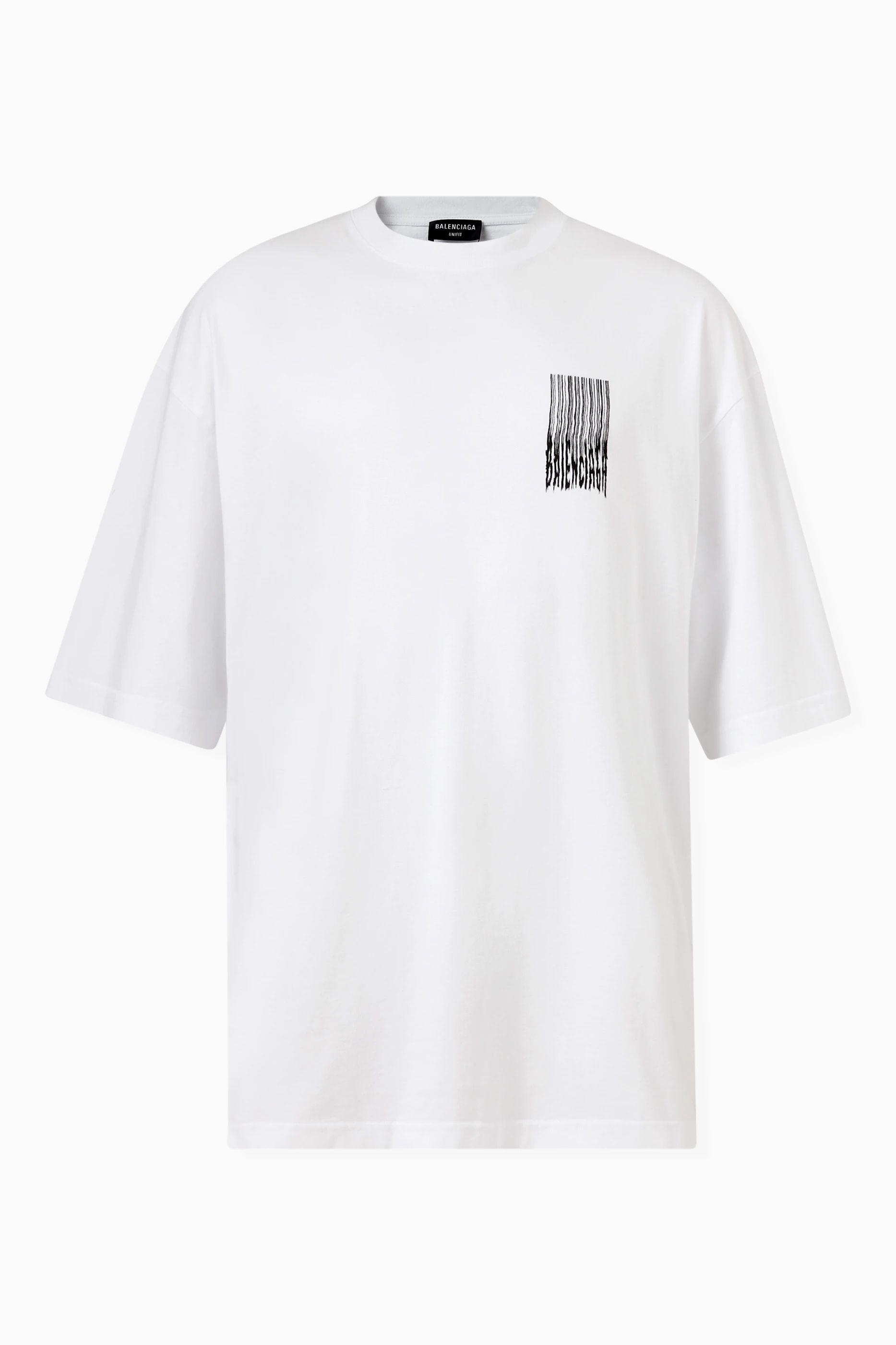 Buy Balenciaga White Barcode Wide Fit T-shirt in Vintage Jersey