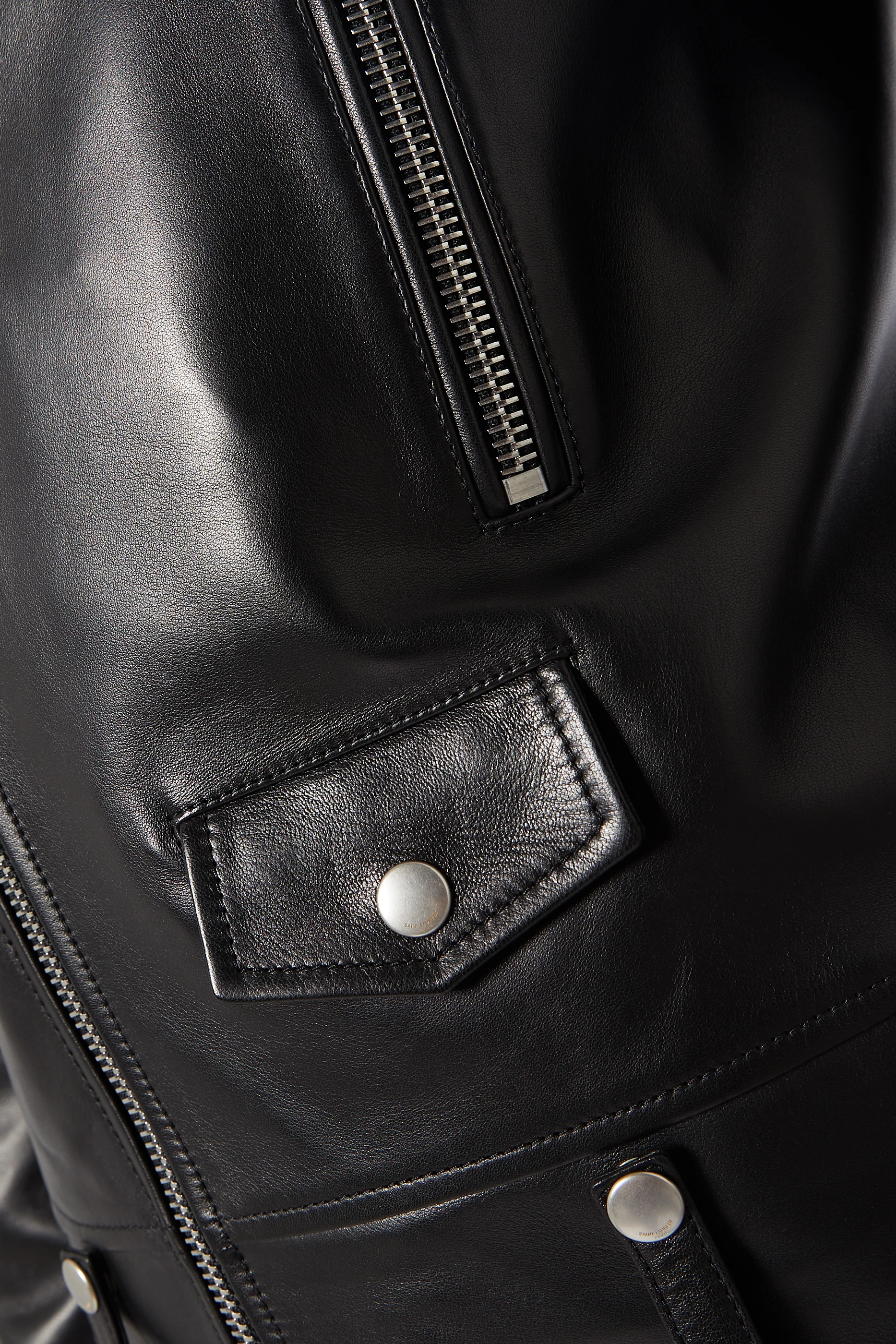 Buy SAINT LAURENT Black Motorcycle Jacket in Plunged Lambskin For Men Online Ounass Bahrain