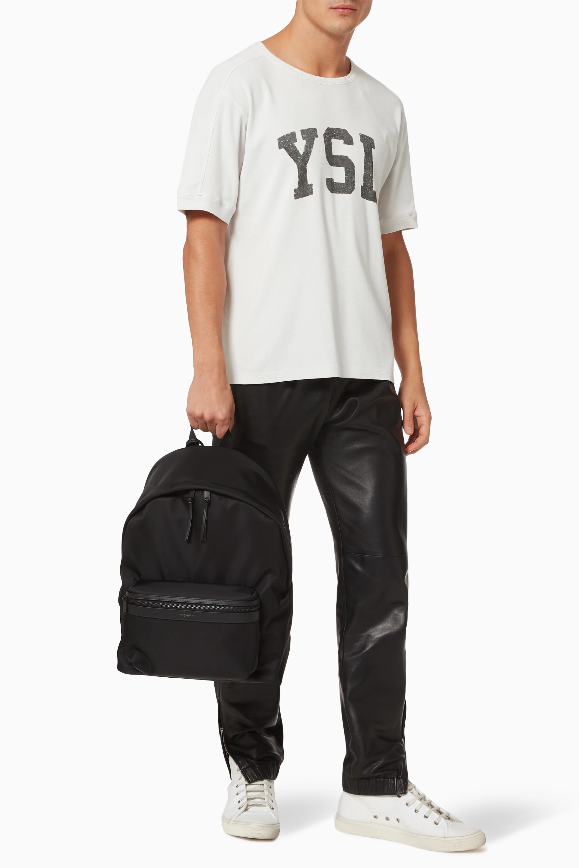 Buy SAINT LAURENT White YSL Vintage T shirt in Cotton For Men Online Ounass Bahrain