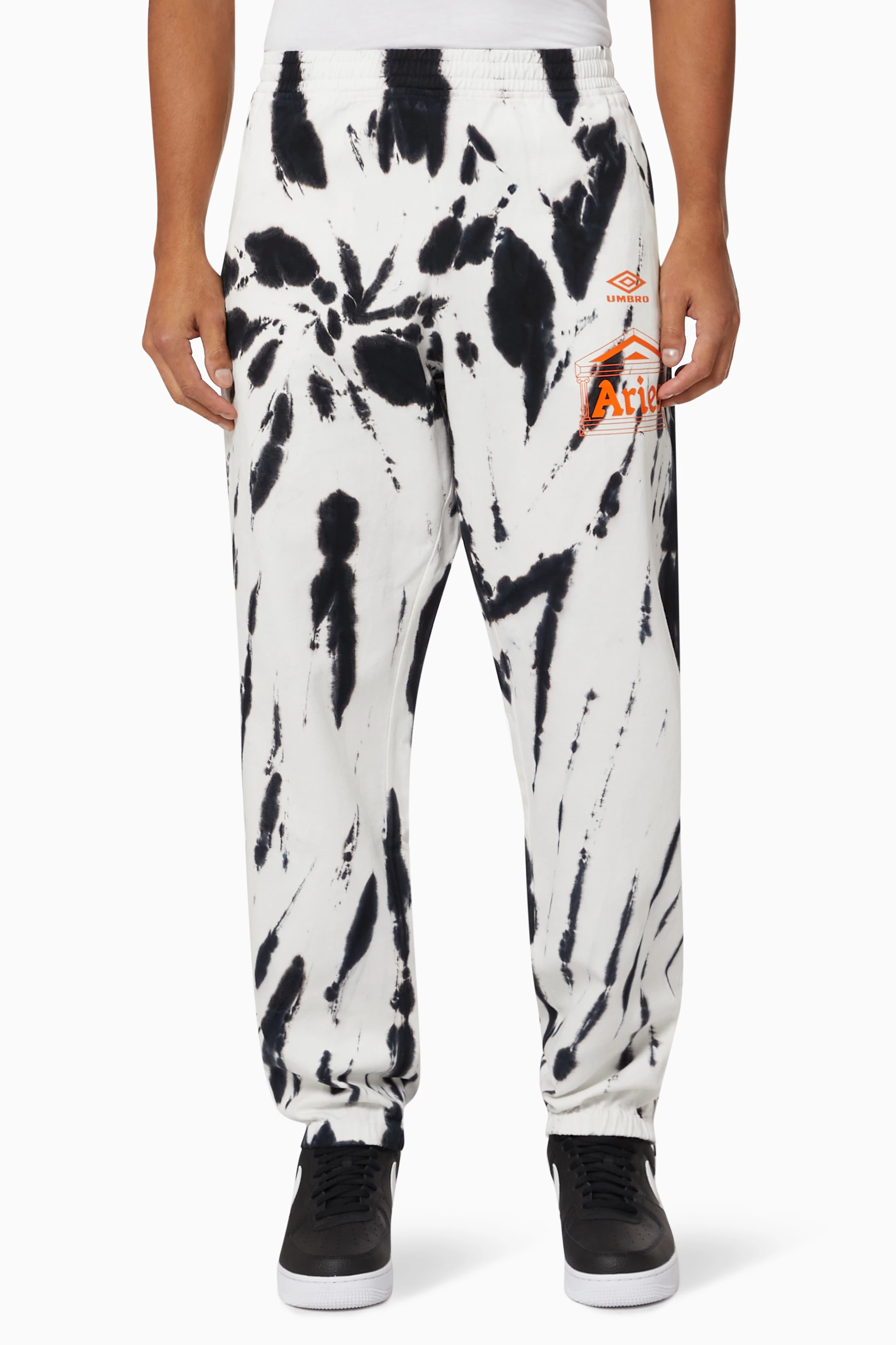 Buy Aries Black x Umbro Tie Dye Pro 64 Pants in Cotton For Men 
