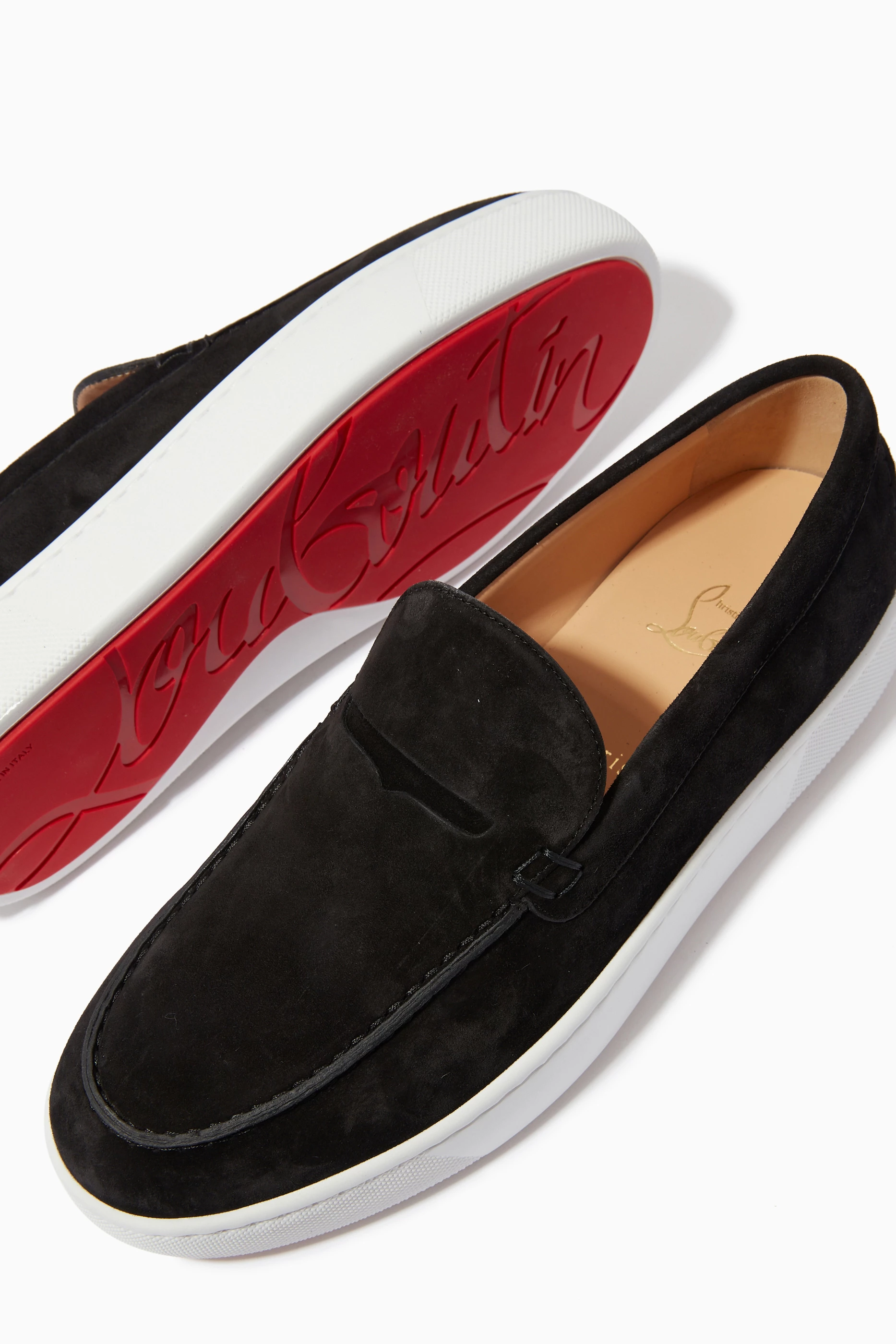Buy Christian Louboutin Black Paqueboat Flats in Veau Velours For 