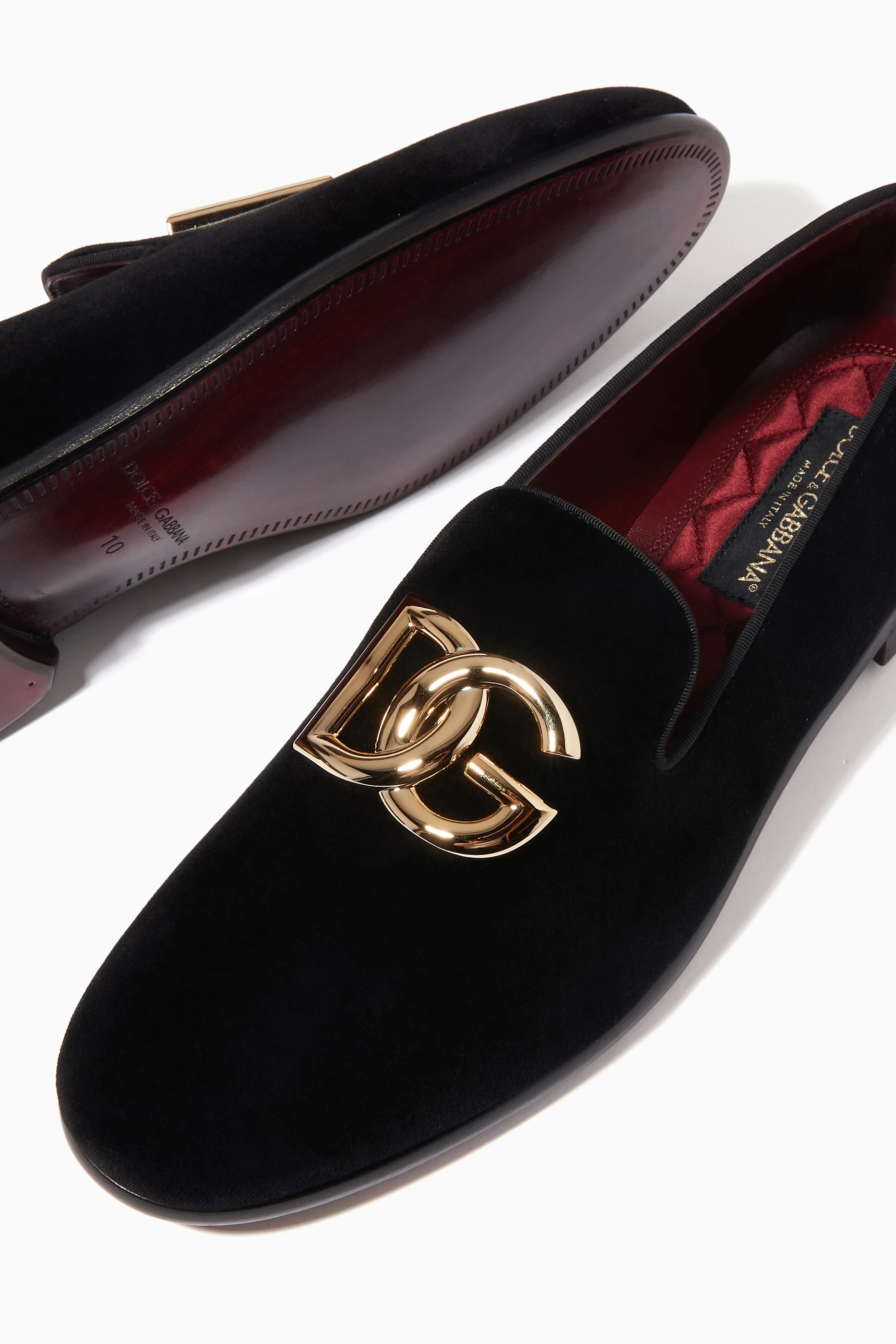 Buy Dolce Gabbana Black DG Logo Loafers in Velvet For Men Online Ounass Bahrain