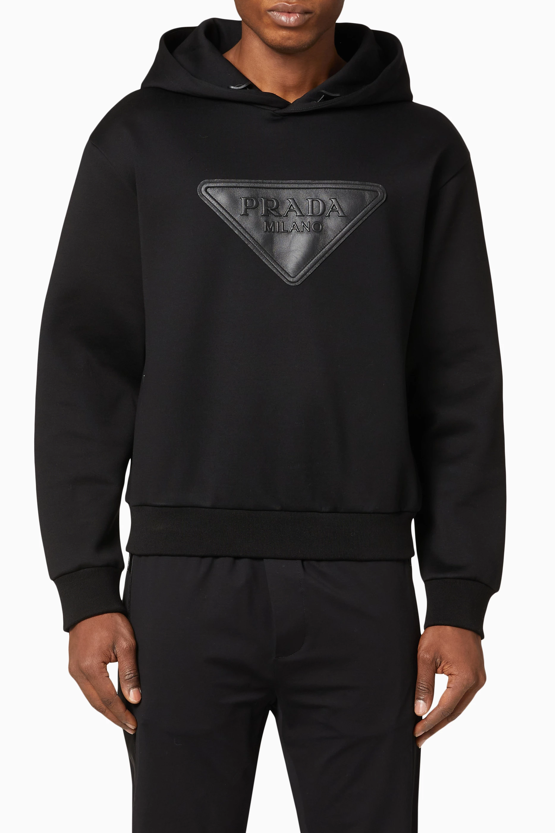 Buy Prada Black Sweatshirt in Cotton For Men Online Ounass Bahrain