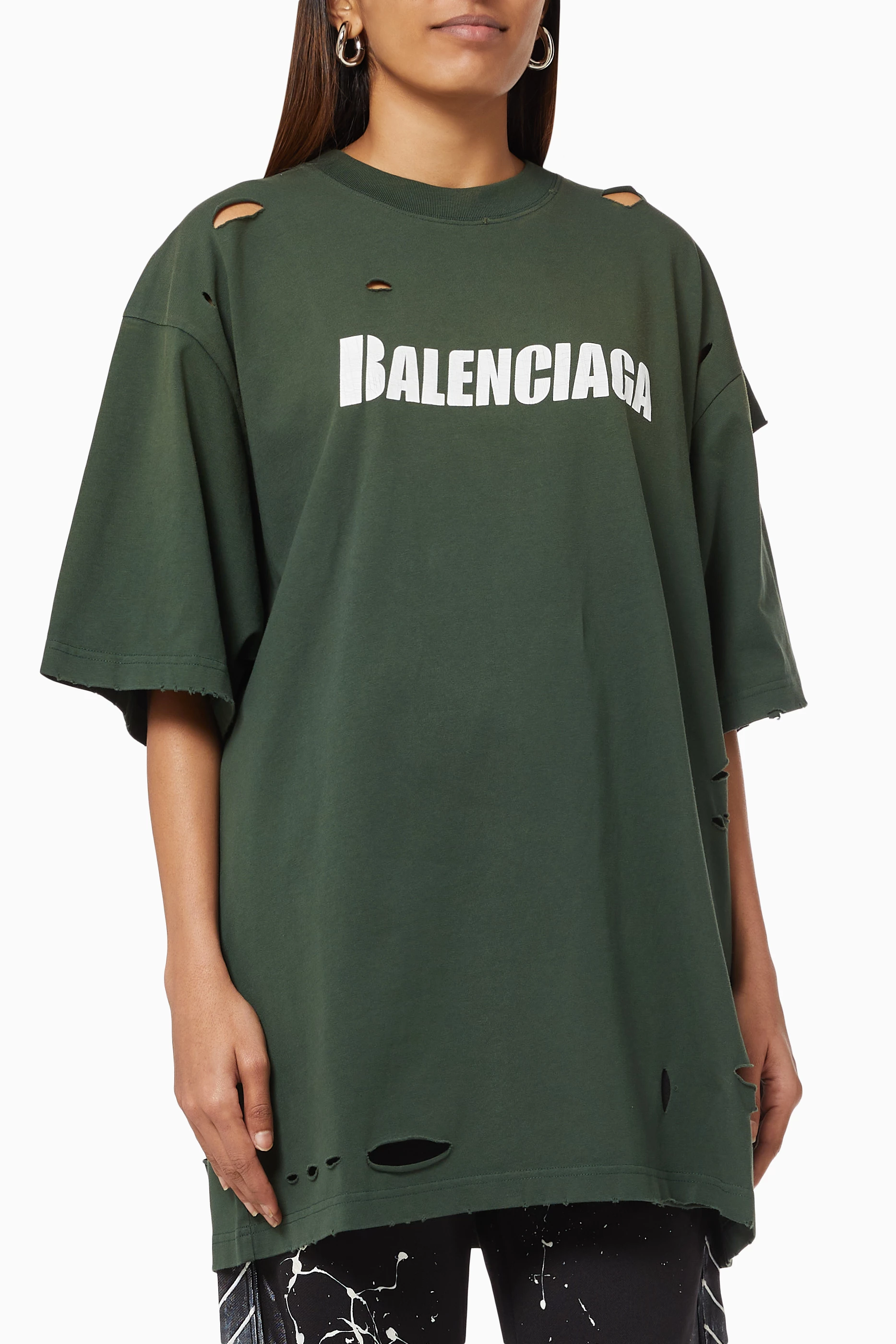 BALENCIAGA ダメージ ブラック Tシャツ バレンシアガ ダメージTシャツ 【公式通販】