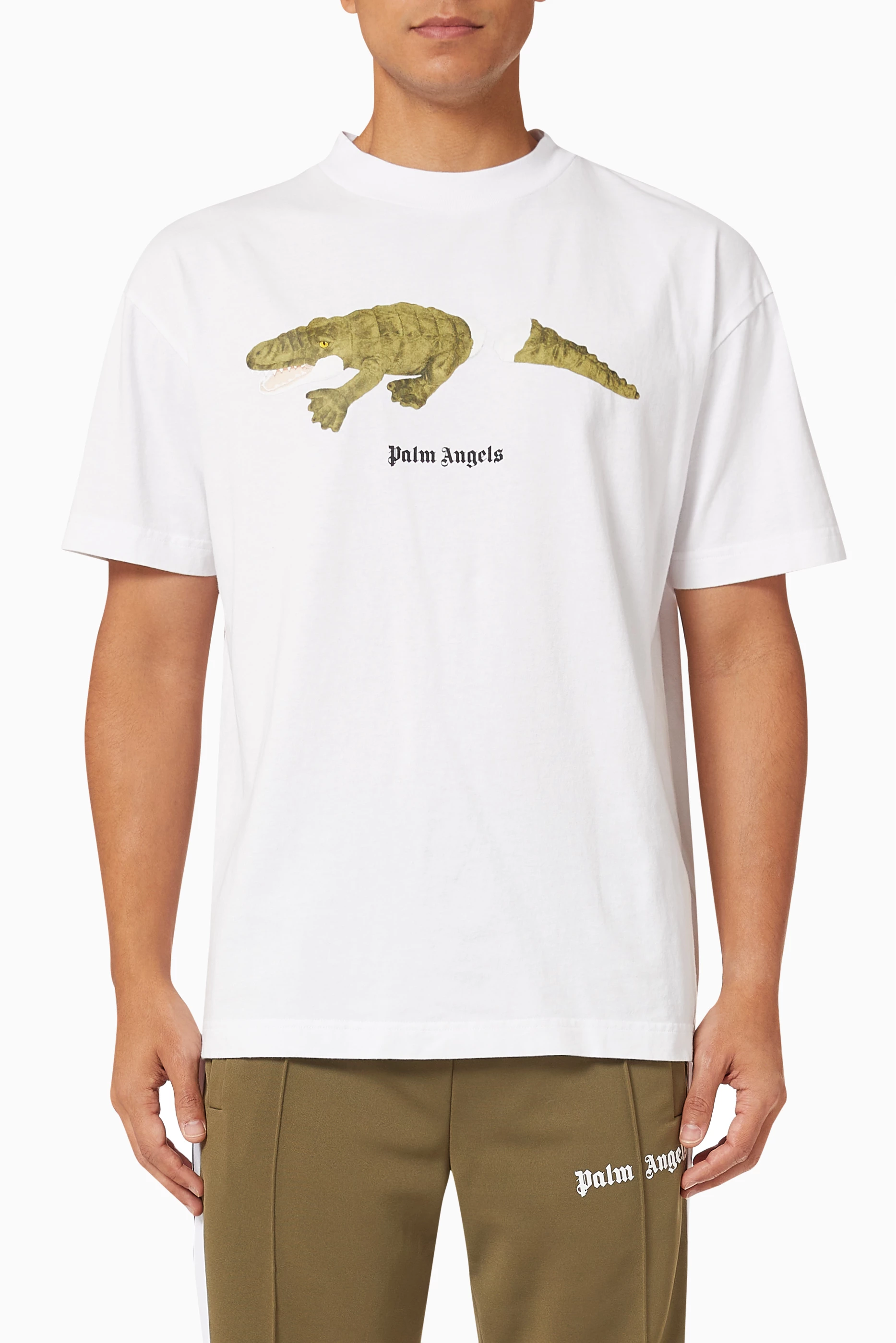 Buy Palm Angels White Crocodile Classic T-shirt in Cotton For Men
