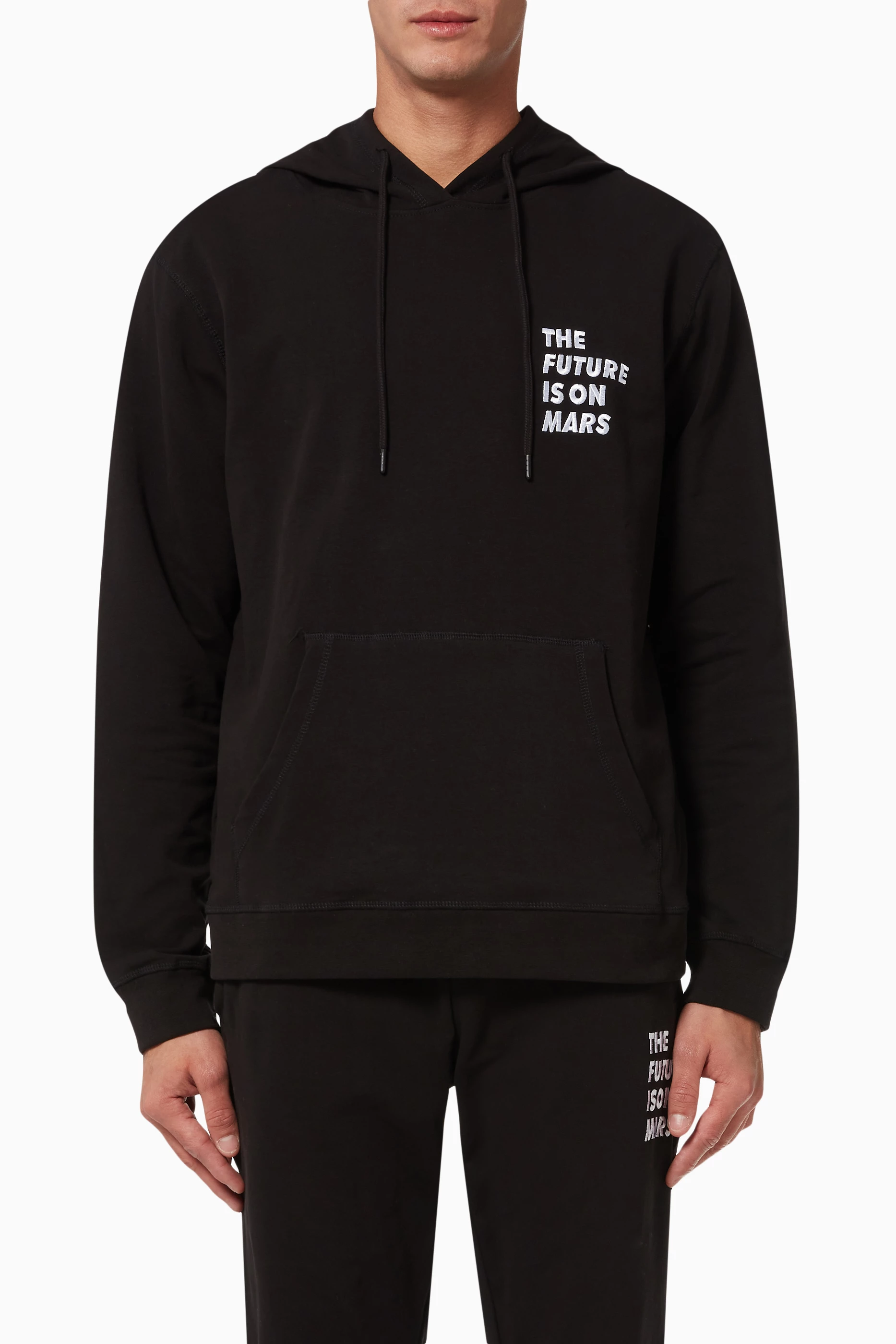 Buy The Future Is On Mars Black Logo Hoodie in Stretch Cotton For Men Online Ounass Bahrain