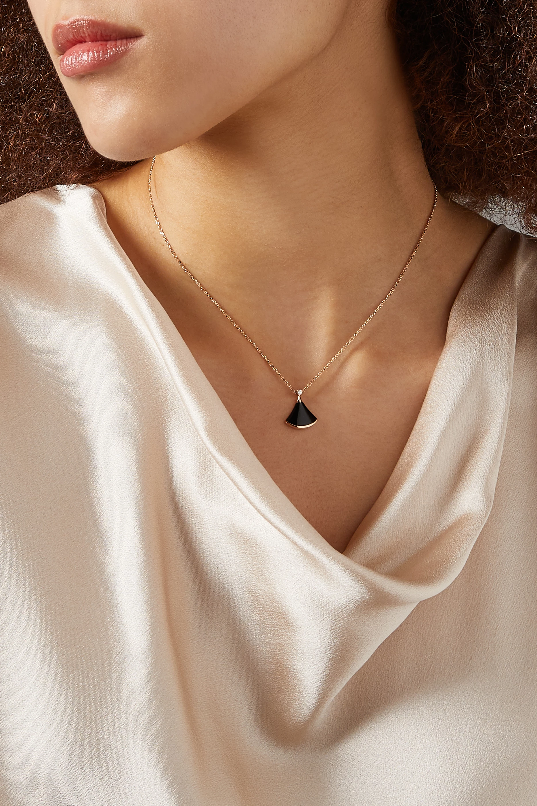 Buy BVLGARI Rose Gold Divas' Dream Diamond Onyx Necklace in 18kt