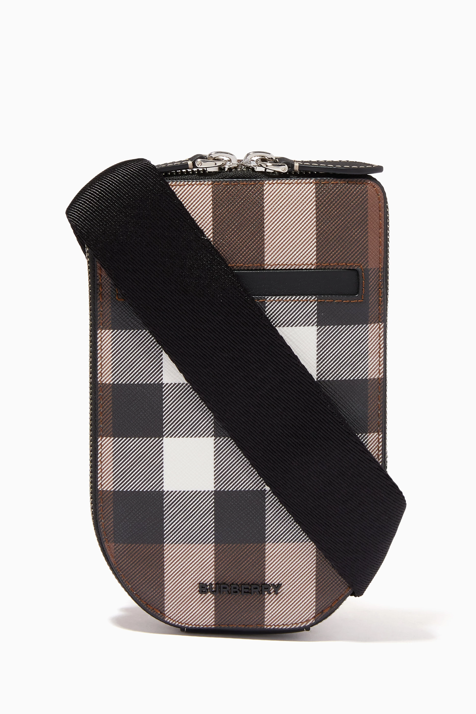 Buy Burberry Brown Check Crossbody Phone Case in Leather For Men Online Ounass Bahrain