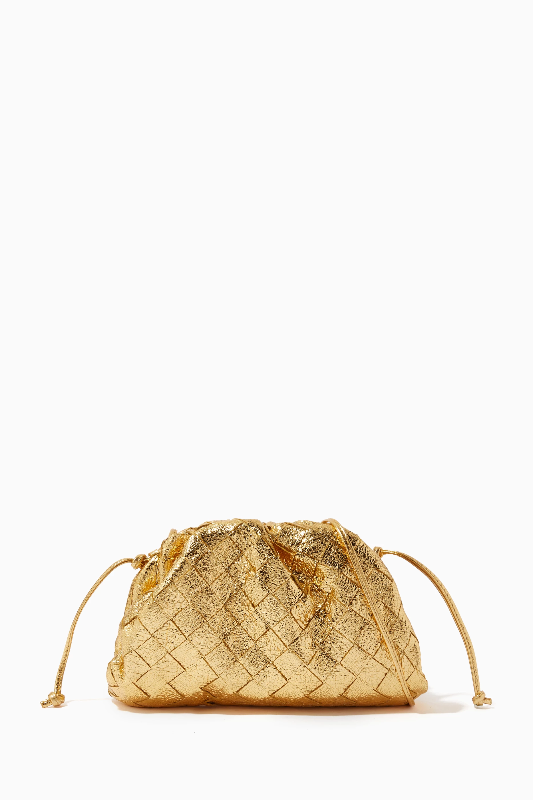 Buy Bottega Veneta Gold Mini Pouch in Intrecciato Leather For Women Online Ounass Bahrain
