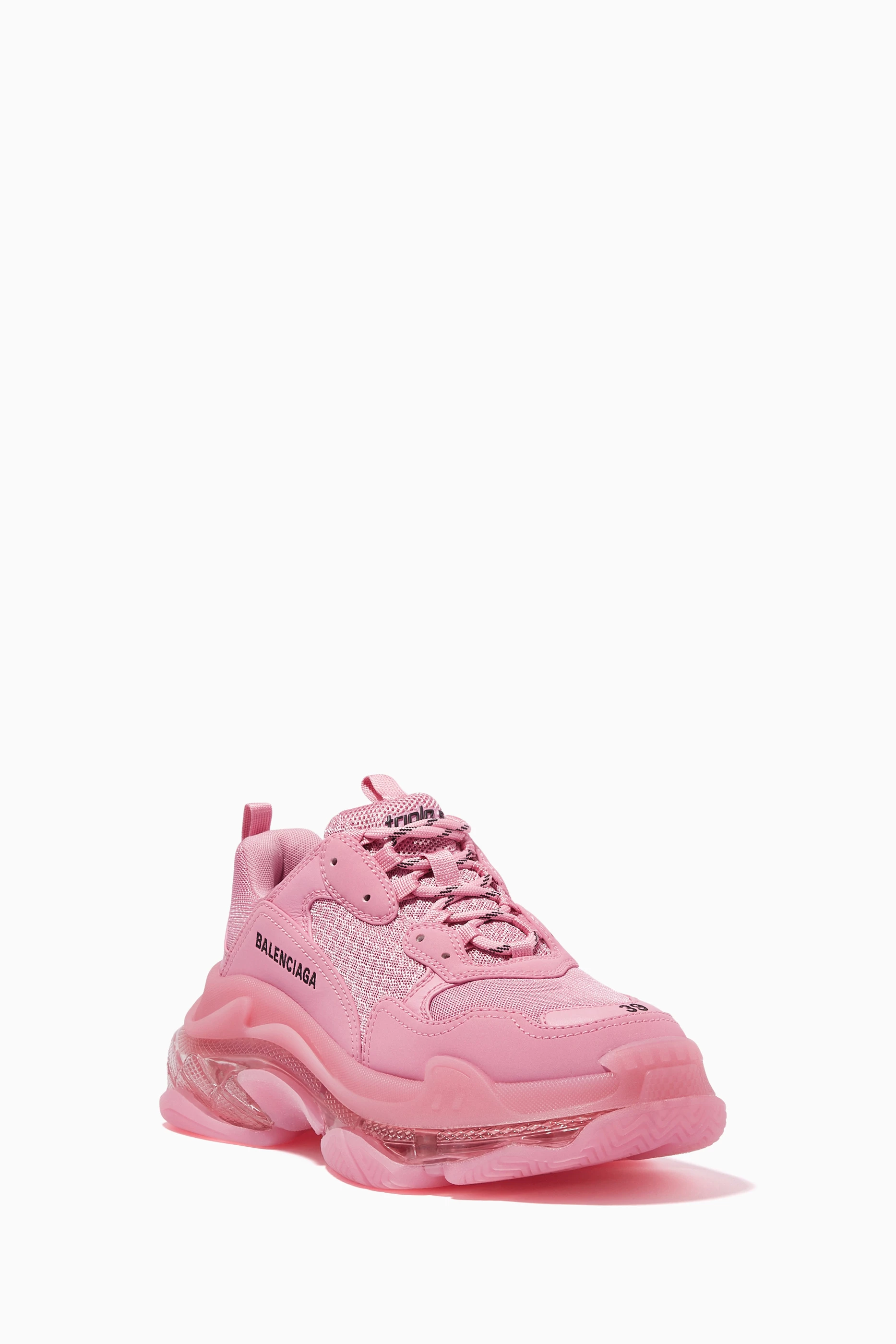 Buy Balenciaga Pink Triple S Clear Sole Sneakers in Double Foam Mesh For Women Online Ounass Bahrain