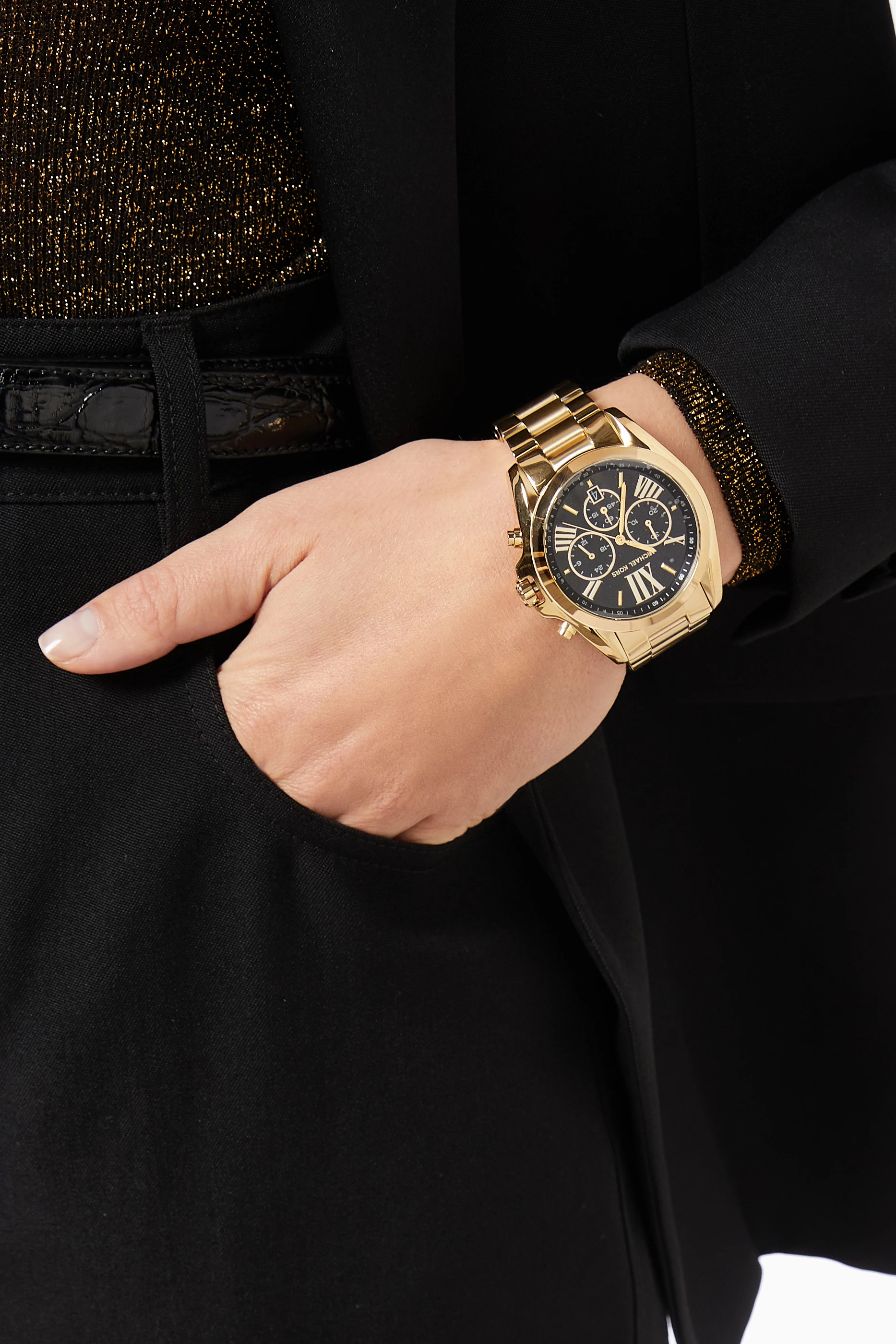 Buy Michael Kors Gold Bradshaw Oversized Quartz Chronograph Watch 44mm For Women Online Ounass Bahrain