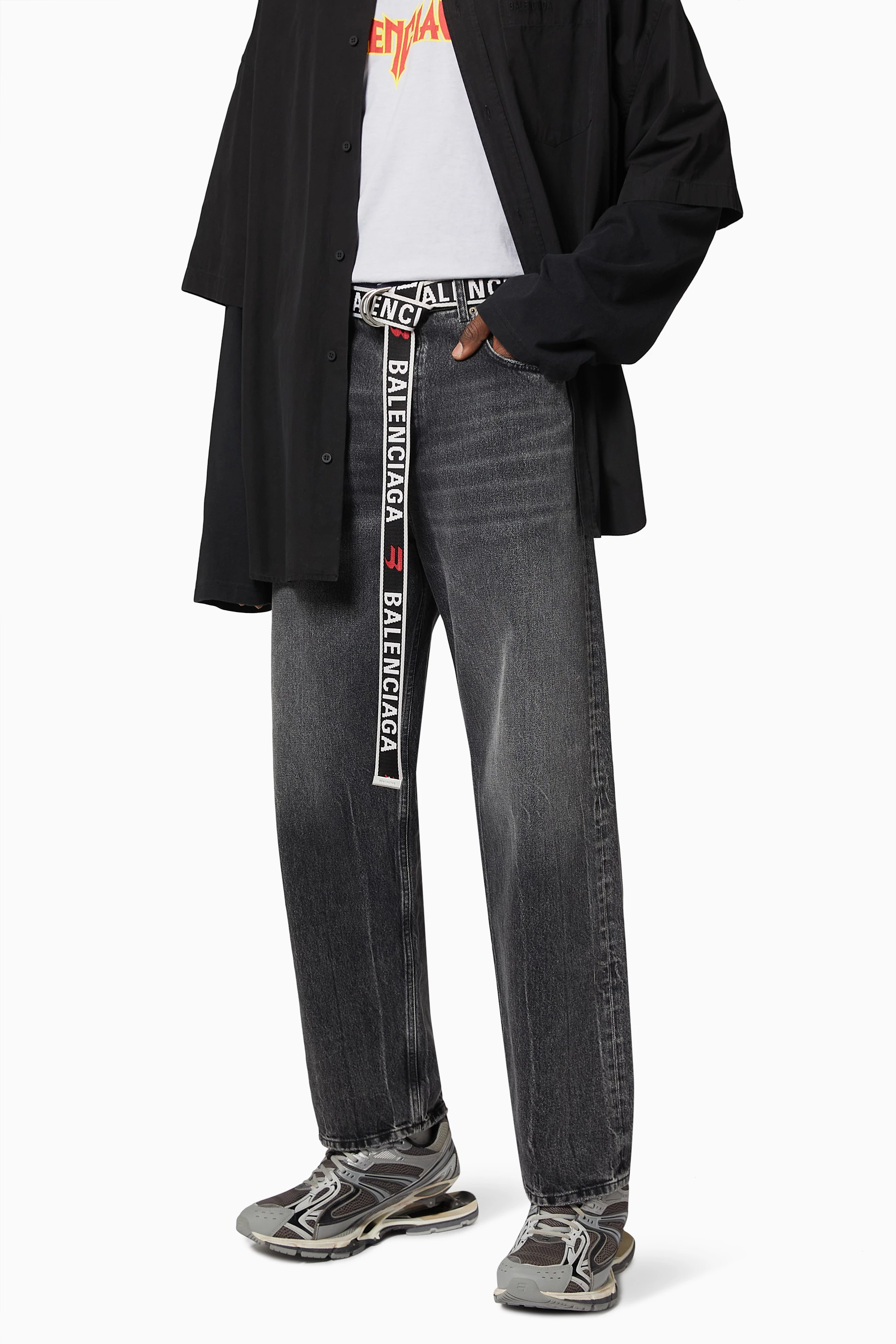 ベルト Balenciaga Grey Black Red D Ring Belt Men's D Ring Belt in Black/red | Balenciaga US