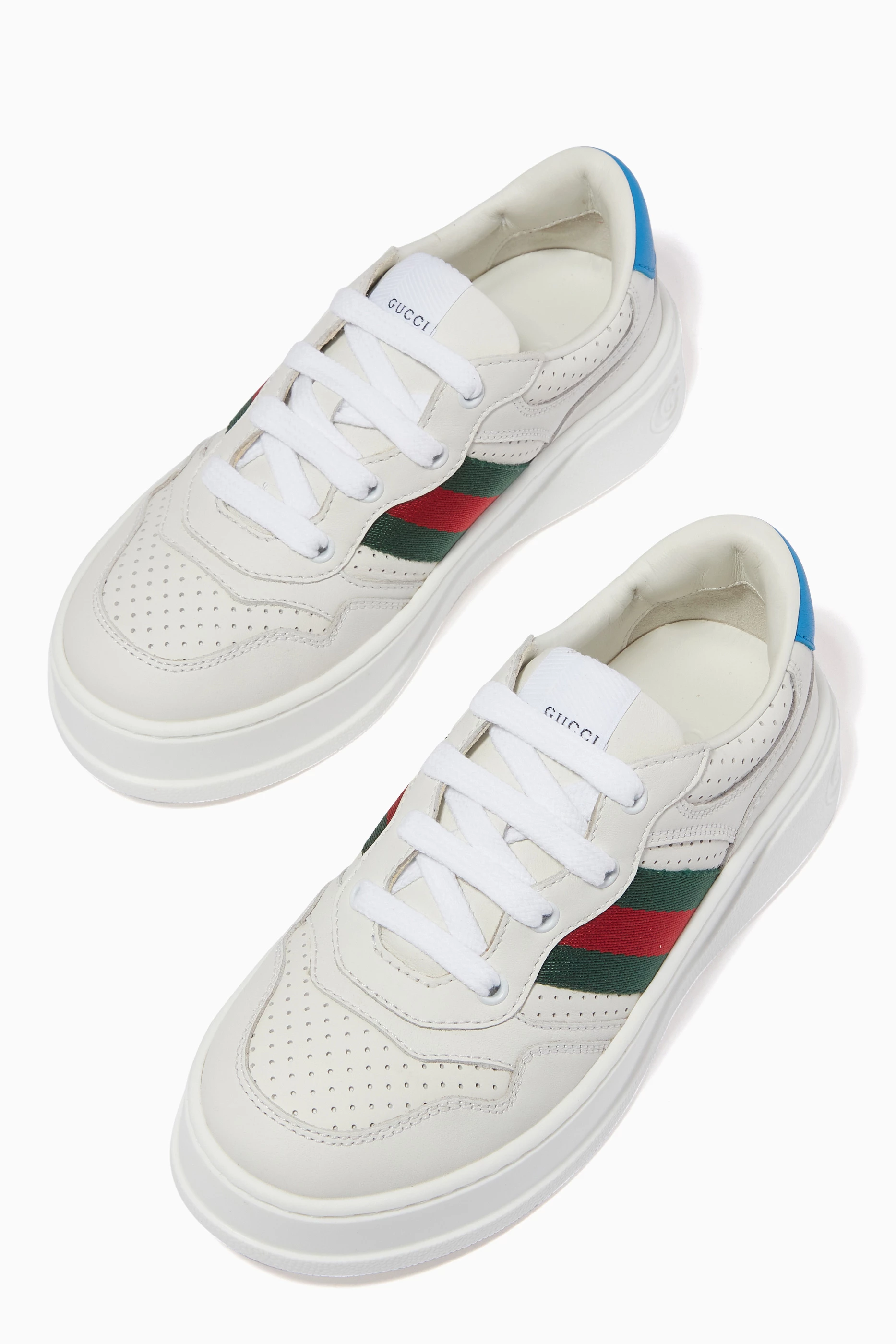 Buy Gucci White Chunky Web Sneakers in Leather For Boys Online Ounass Bahrain