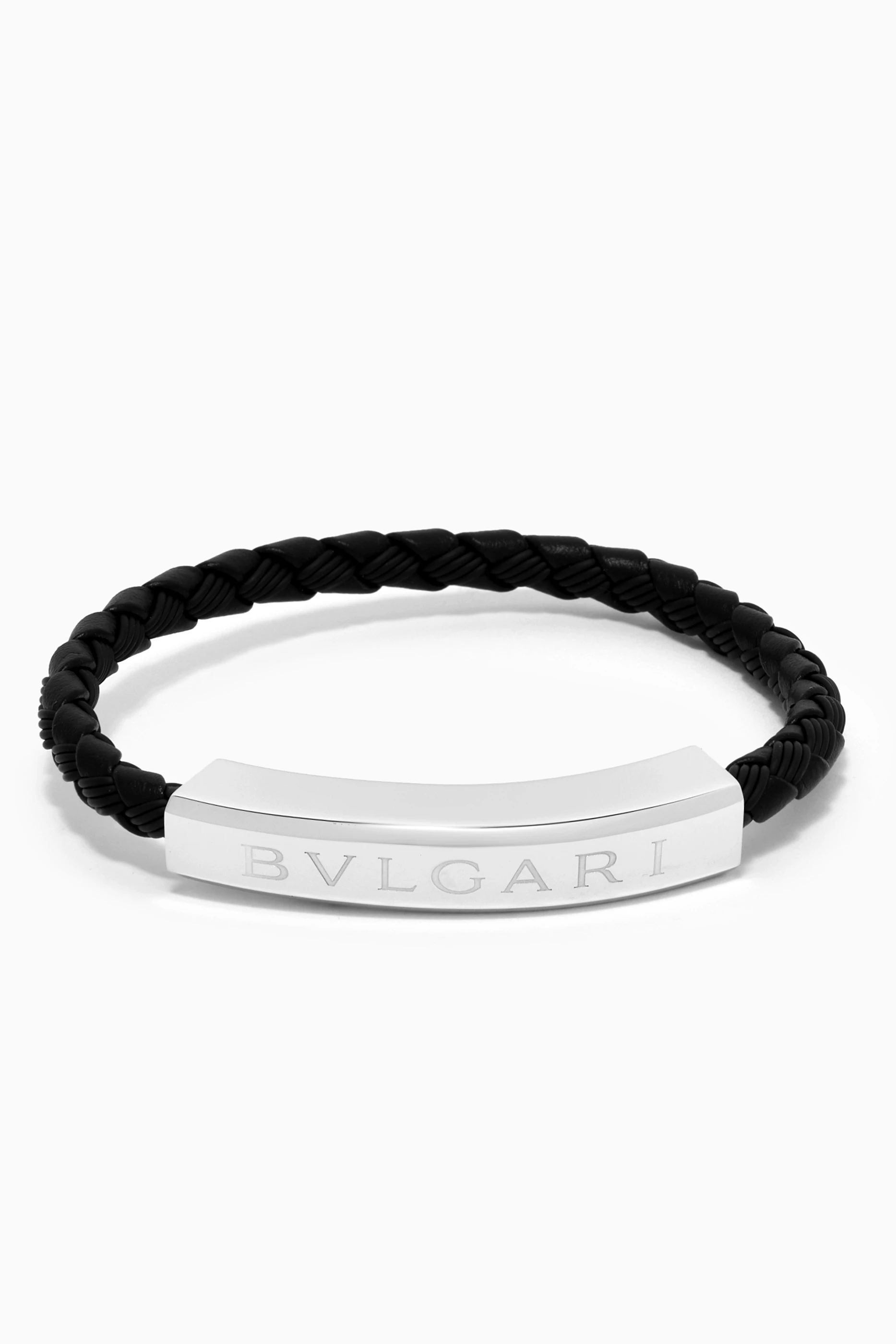 Buy BVLGARI Black Bvlgari Bvlgari Bracelet in Leather Rubber For Men Online Ounass Bahrain