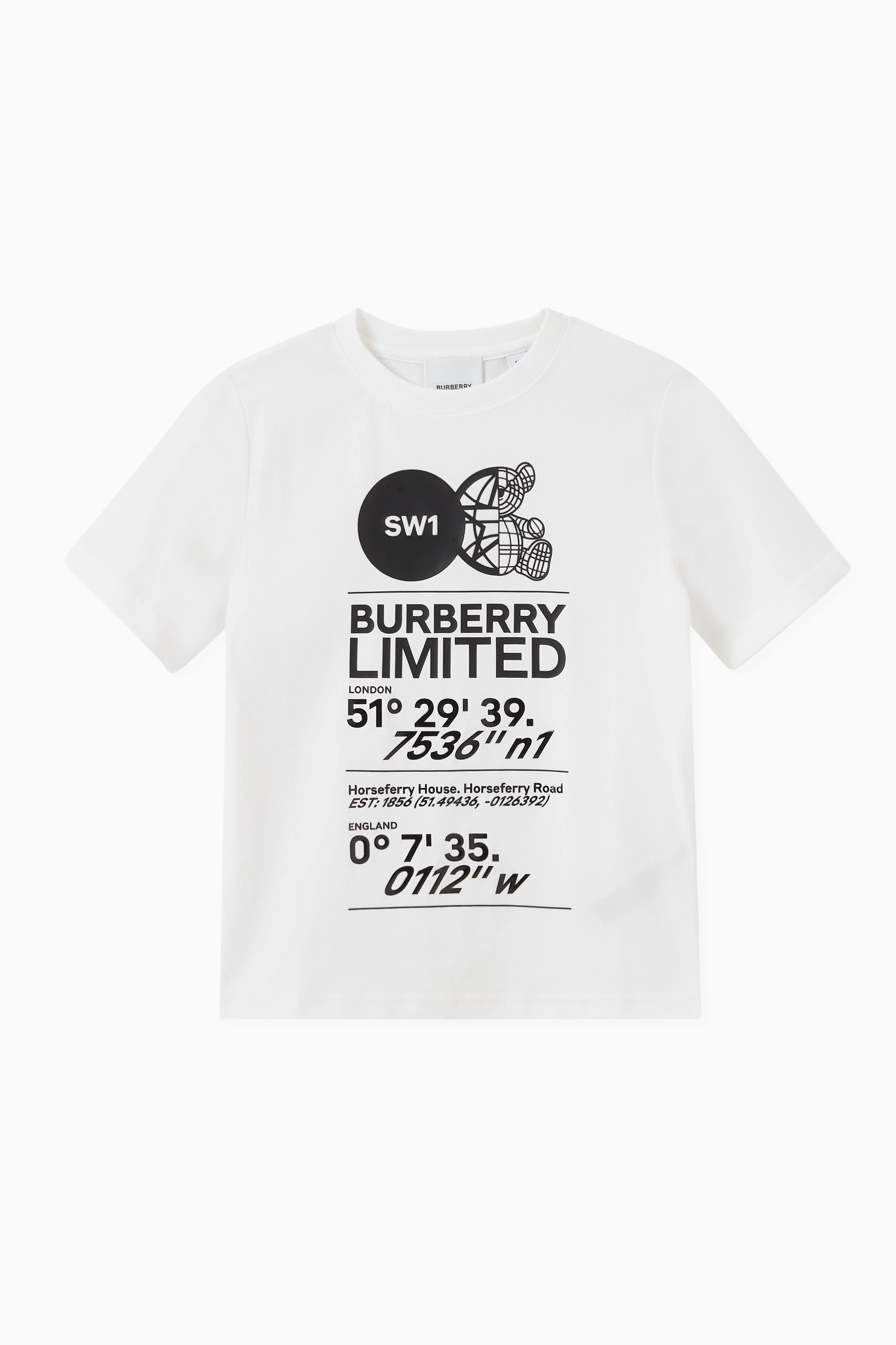 Buy Burberry White Joel Graphic Print T shirt in Cotton For Girls Online Ounass Bahrain