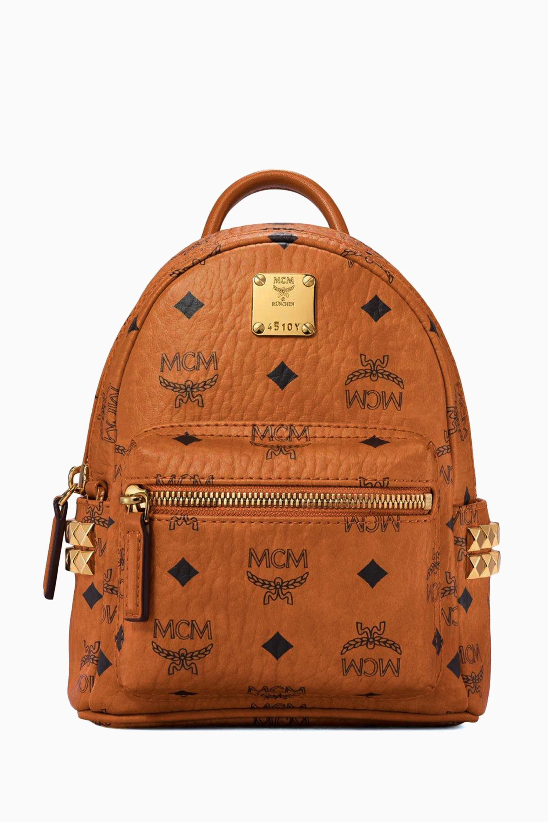 Buy MCM Brown Stark Bebe Boo Side Studs Backpack in Visetos Coated Canvas For Women Online Ounass Bahrain