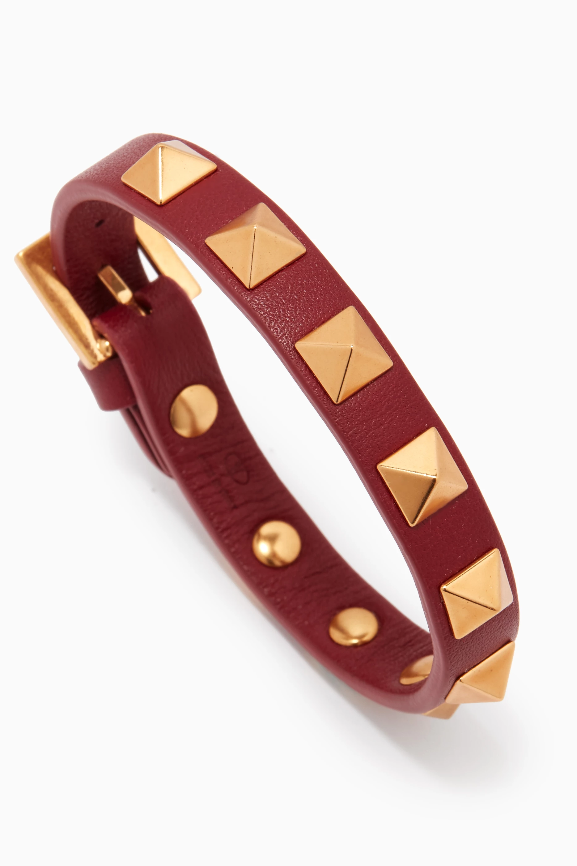 Buy Valentino Garavani Red Valentino Garavani Rockstud Bracelet in Leather For Men Online Ounass Bahrain