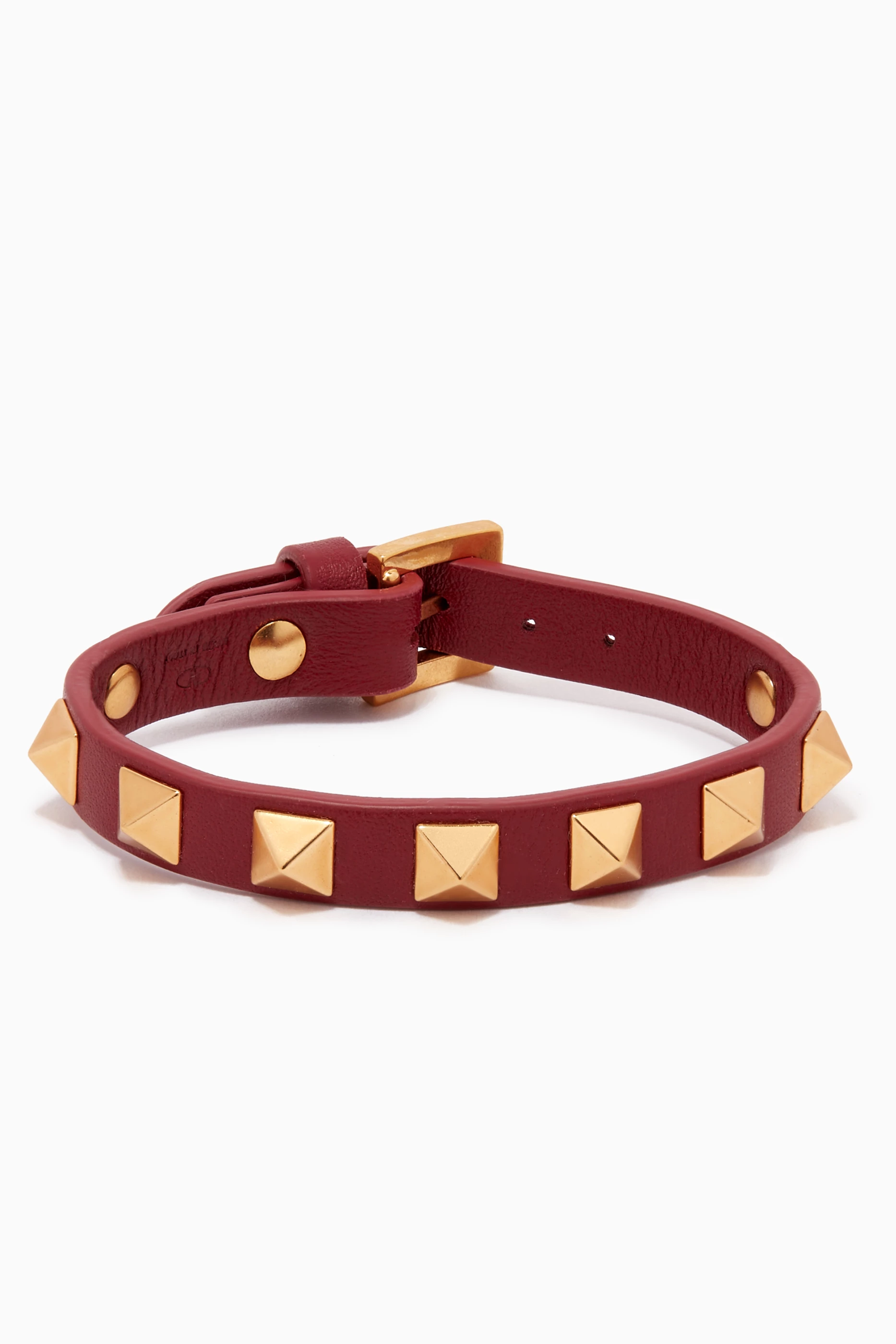 Buy Valentino Garavani Red Valentino Garavani Rockstud Bracelet in Leather For Men Online Ounass Bahrain