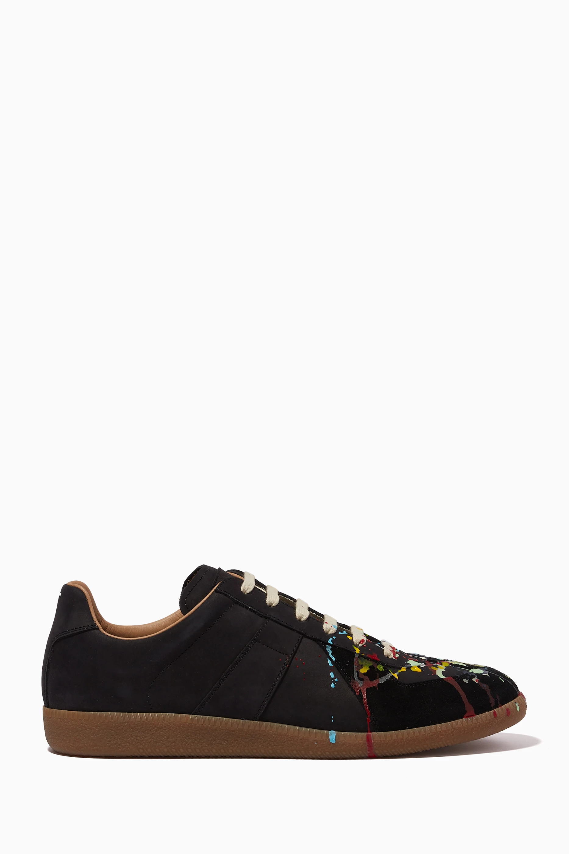 Buy Maison Margiela Black Replica Paint Splatter Sneakers in Suede For Men Online Ounass Bahrain