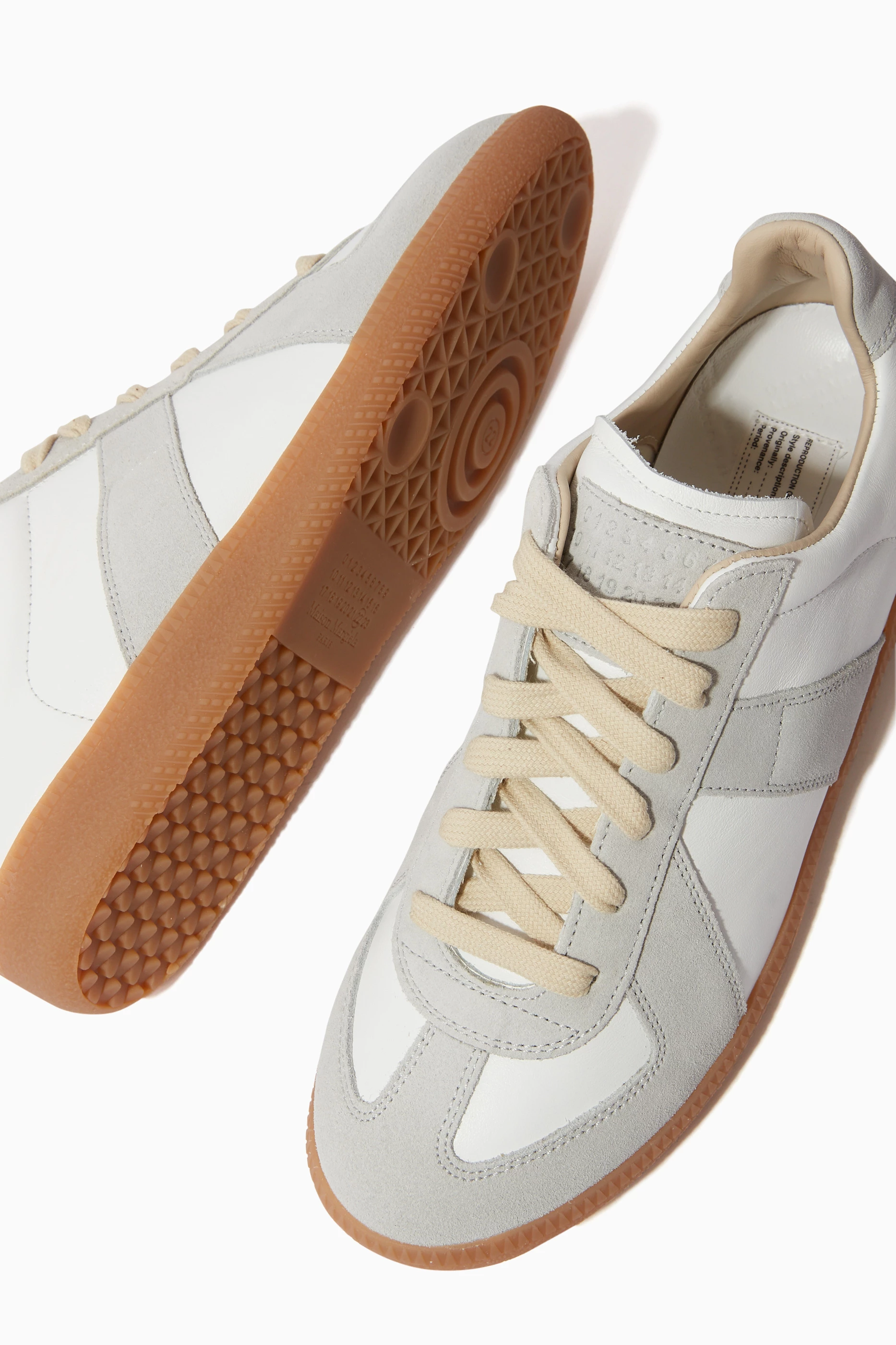 Buy Maison Margiela White MM Icons Replica Low top Sneakers in Calfskin Suede For Women Online Ounass Bahrain