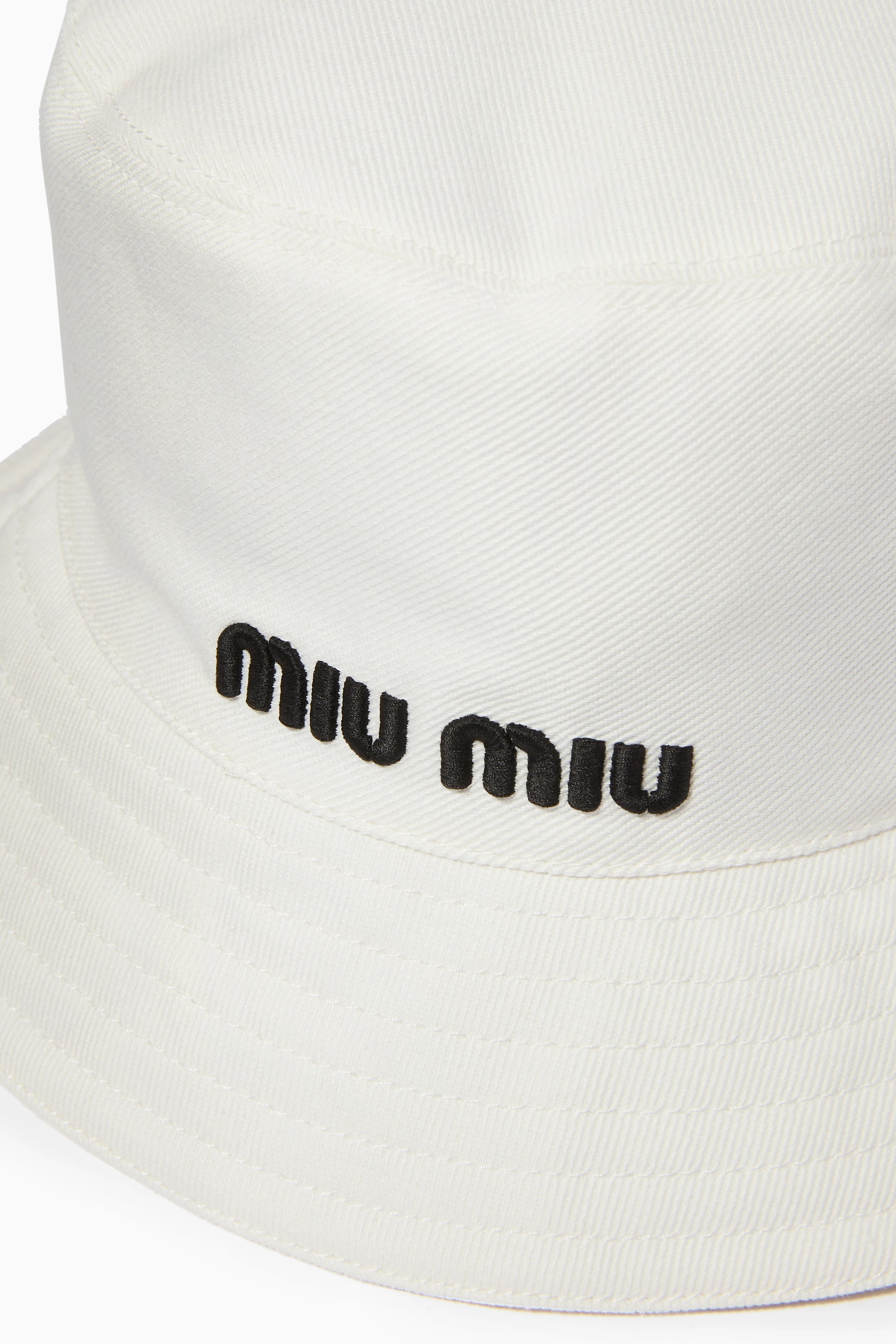 Miu Miu White Bucket Hat M Khaki/white Drill Hat | Miu Miu main image 4