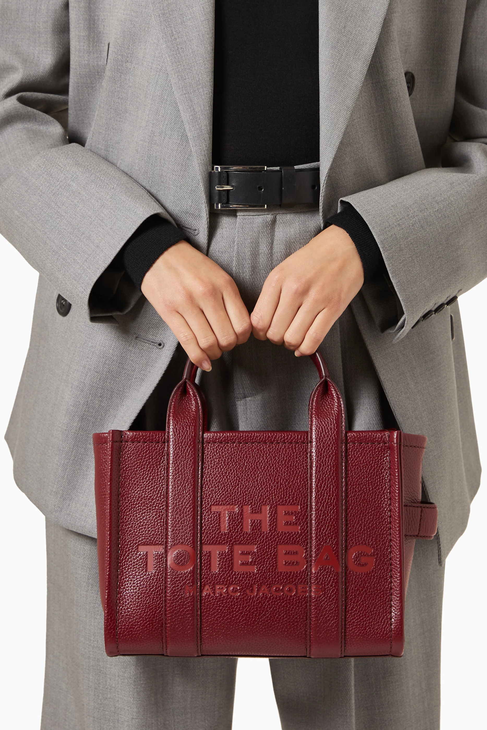 Buy Marc Jacobs Burgundy The Small Tote Bag in Leather For Women Online Ounass Bahrain