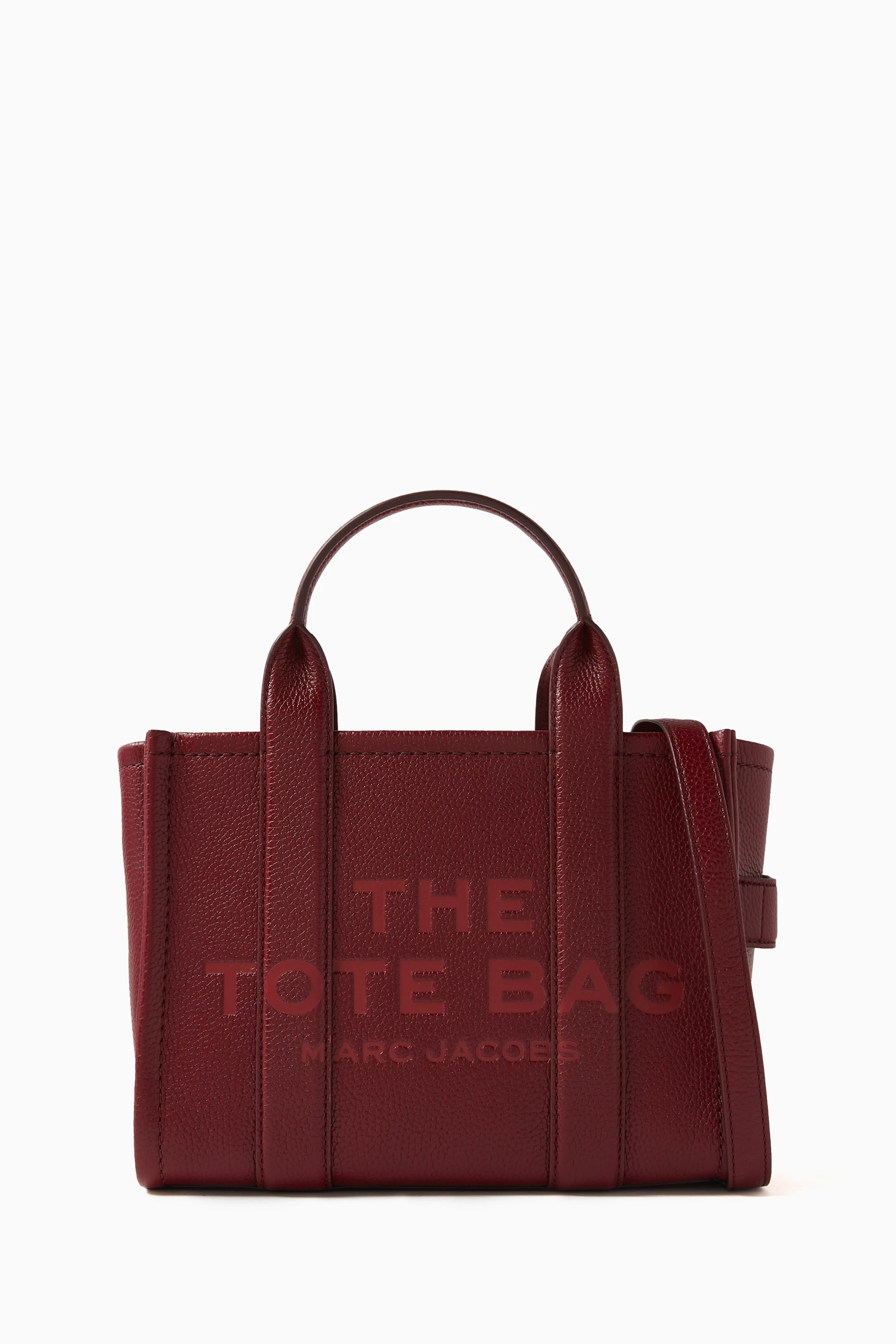 Buy Marc Jacobs Burgundy The Small Tote Bag in Leather For Women Online Ounass Bahrain