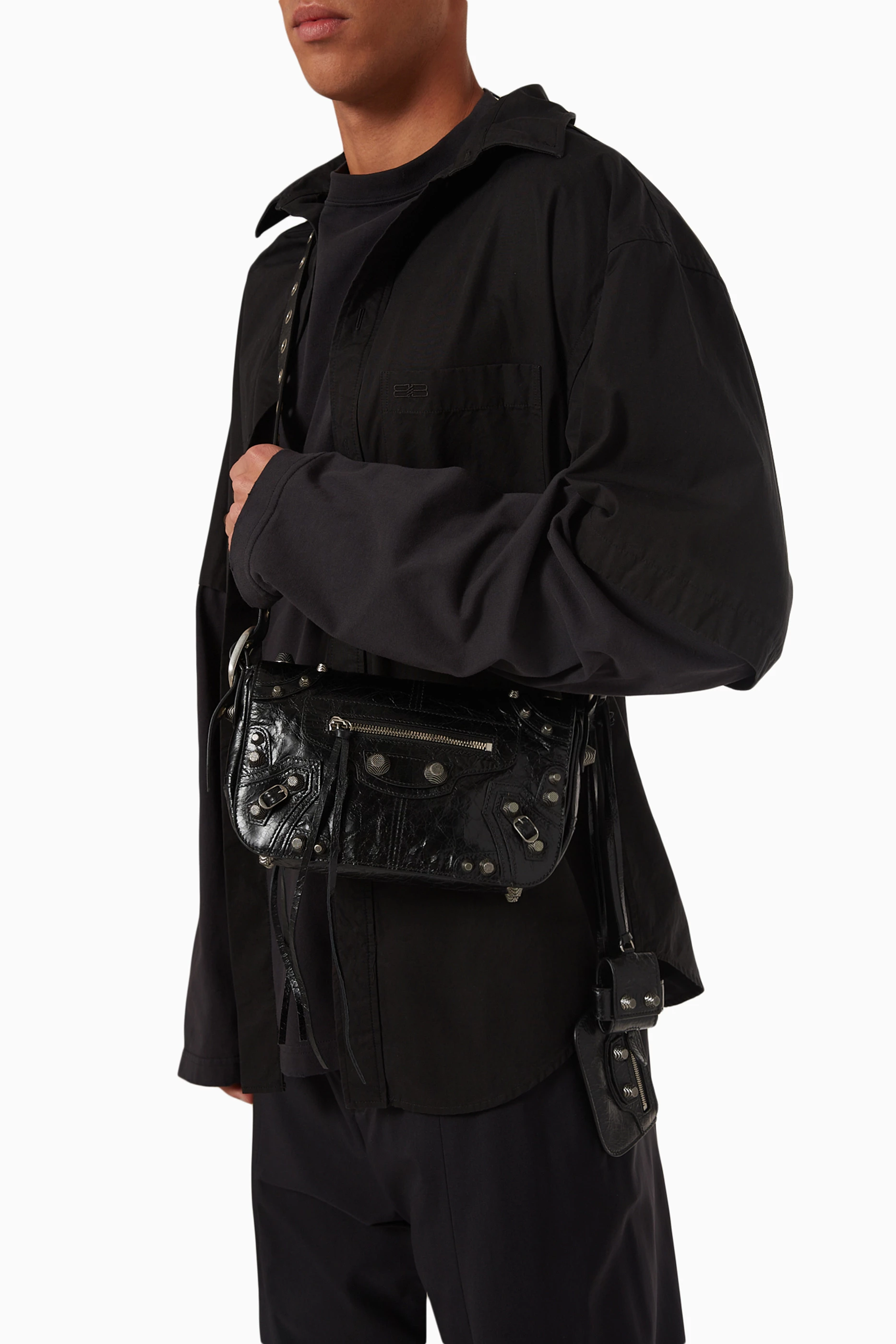 Buy Balenciaga Black Le Cagole XS Flap Bag in Arena Lambskin For 