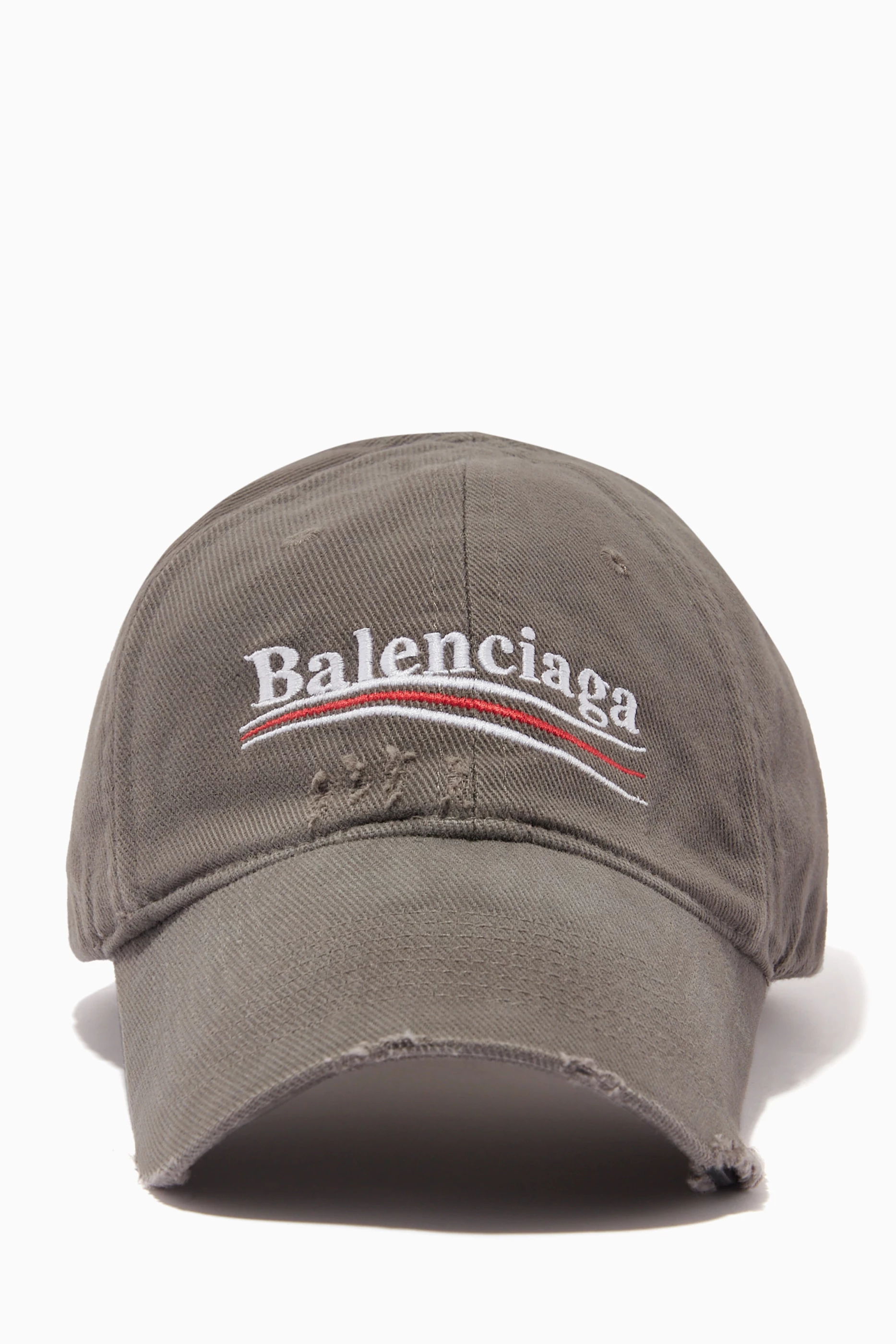 Buy Balenciaga Grey Political Campaign Destroyed Cap in Cotton For Men Online Ounass Bahrain