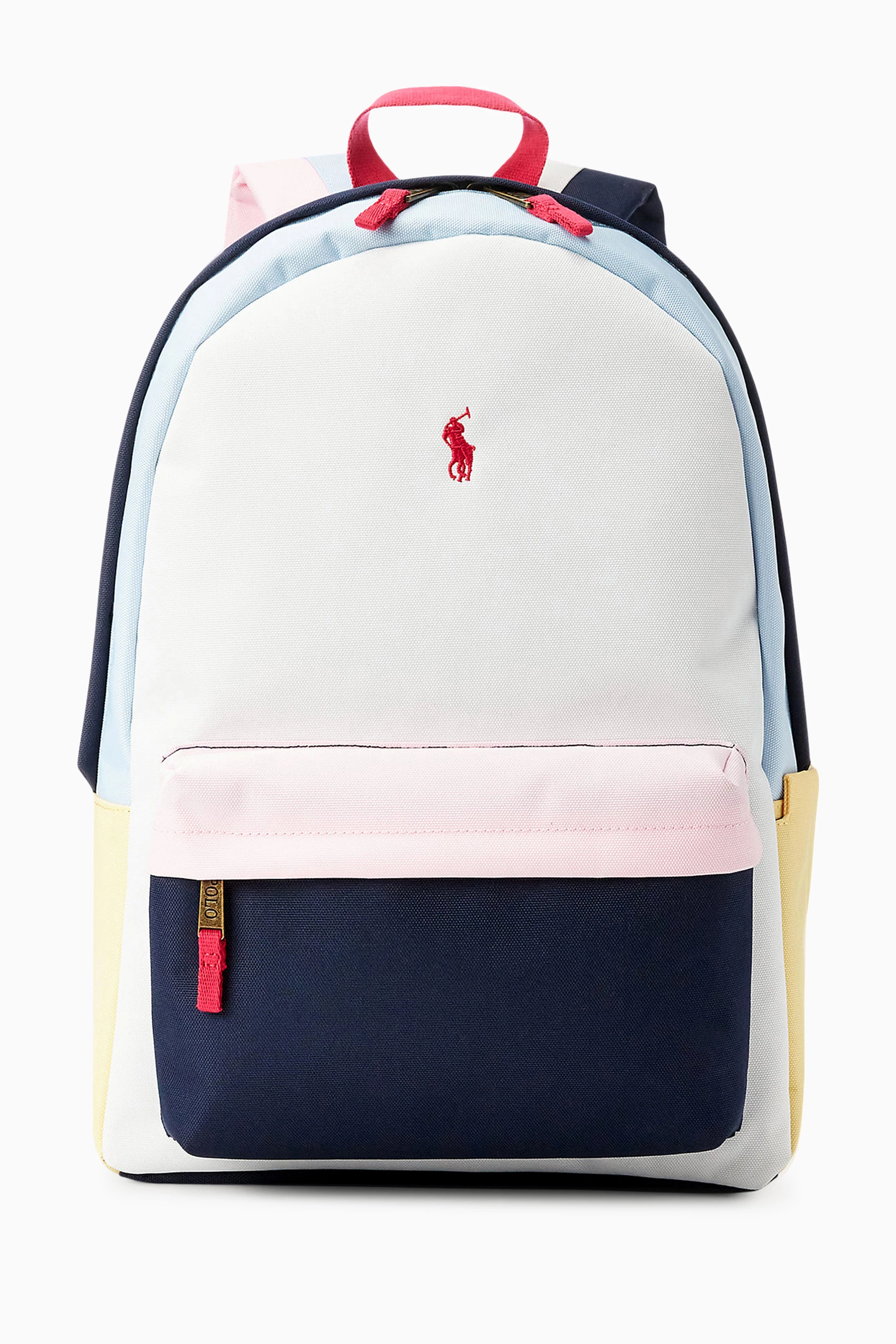 Buy Polo Ralph Lauren White Micro Pony Colour block Logo Backpack in Nylon For UNISEX Online Ounass Bahrain