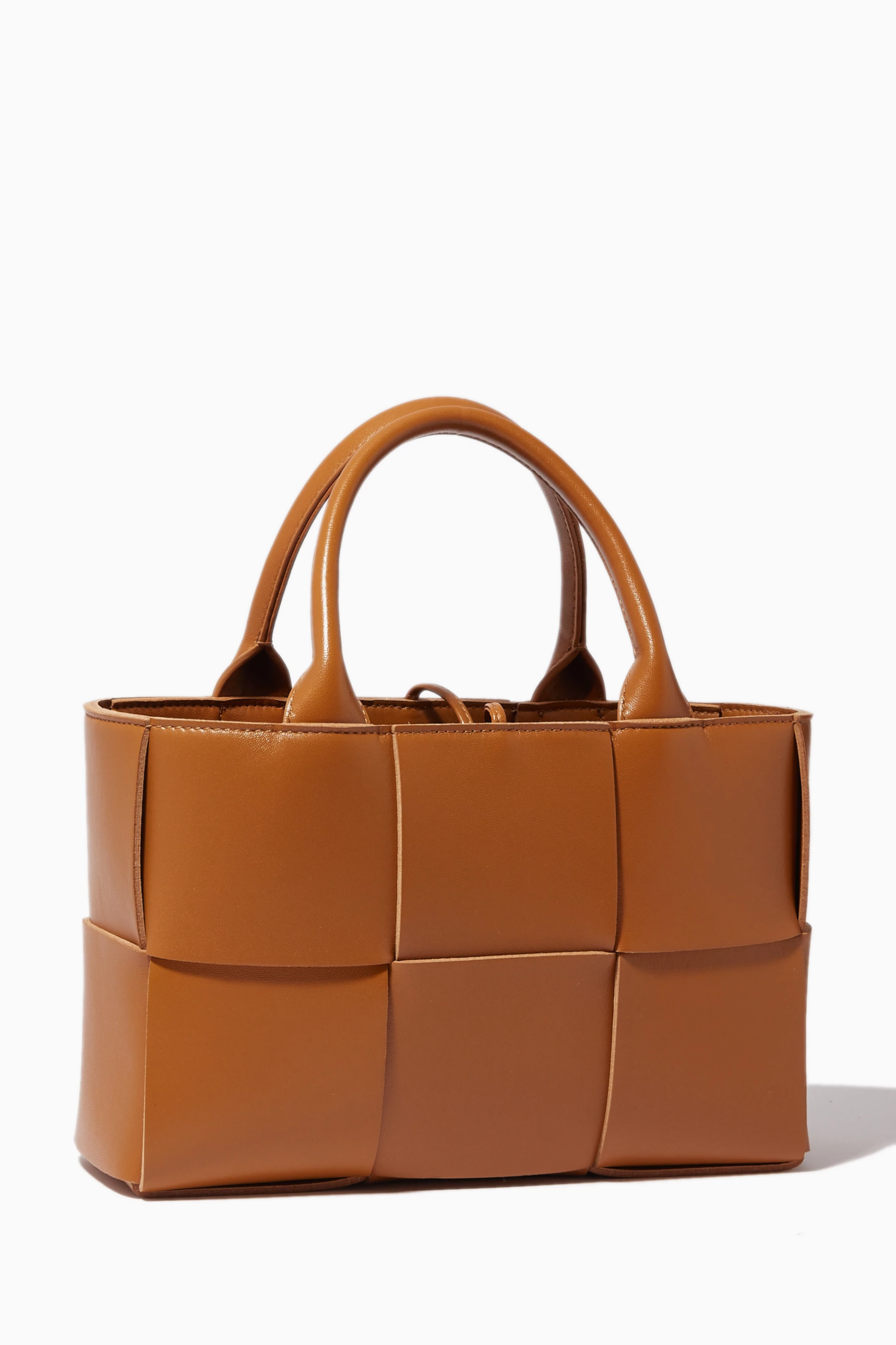 Buy Bottega Veneta Brown Mini Arco Tote Bag in Intreccio Leather For UNISEX Online Ounass Bahrain