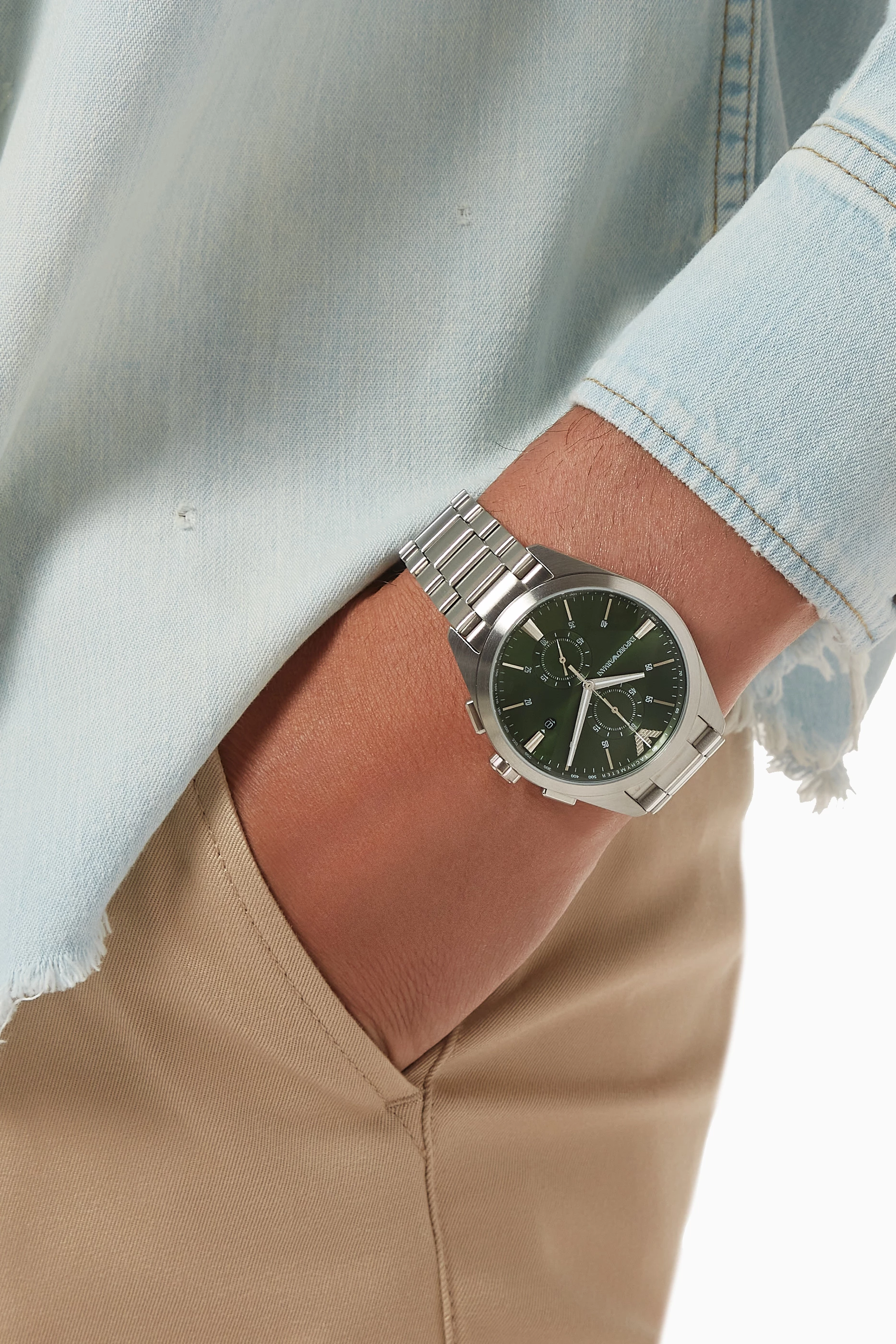 Buy Emporio Armani Silver Claudio Chrono Watch 43mm For Men Online Ounass Bahrain