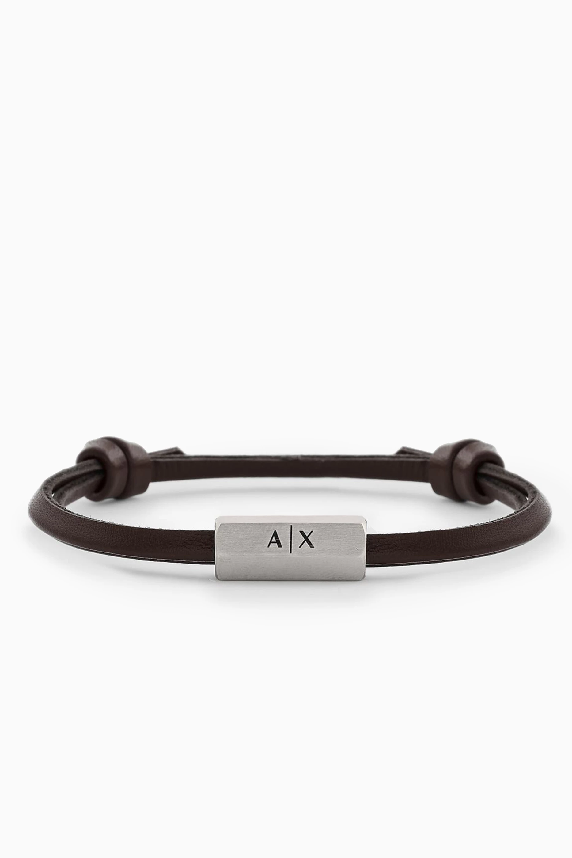 Buy Armani Exchange Brown AX Bracelet in Stainless Steel Leather For Men Online Ounass Bahrain