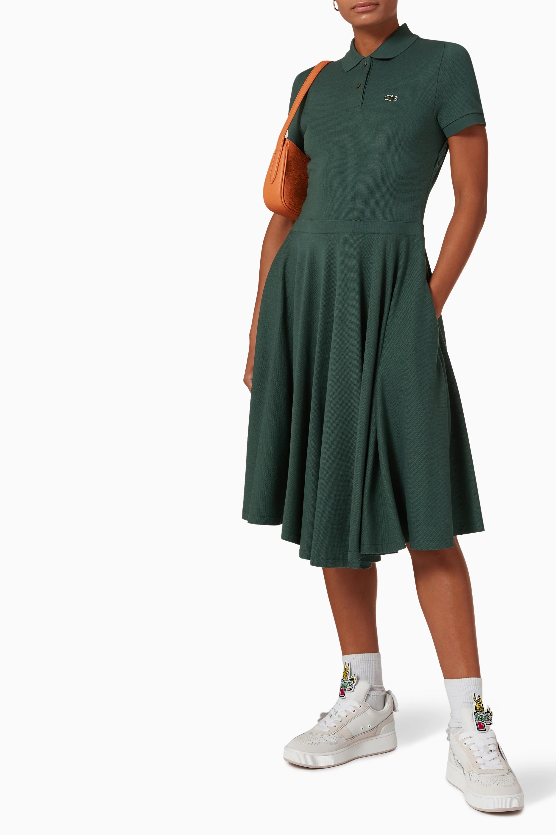 Buy Lacoste Green Fitted Polo Dress in Cotton Pique For Women Online Ounass Bahrain